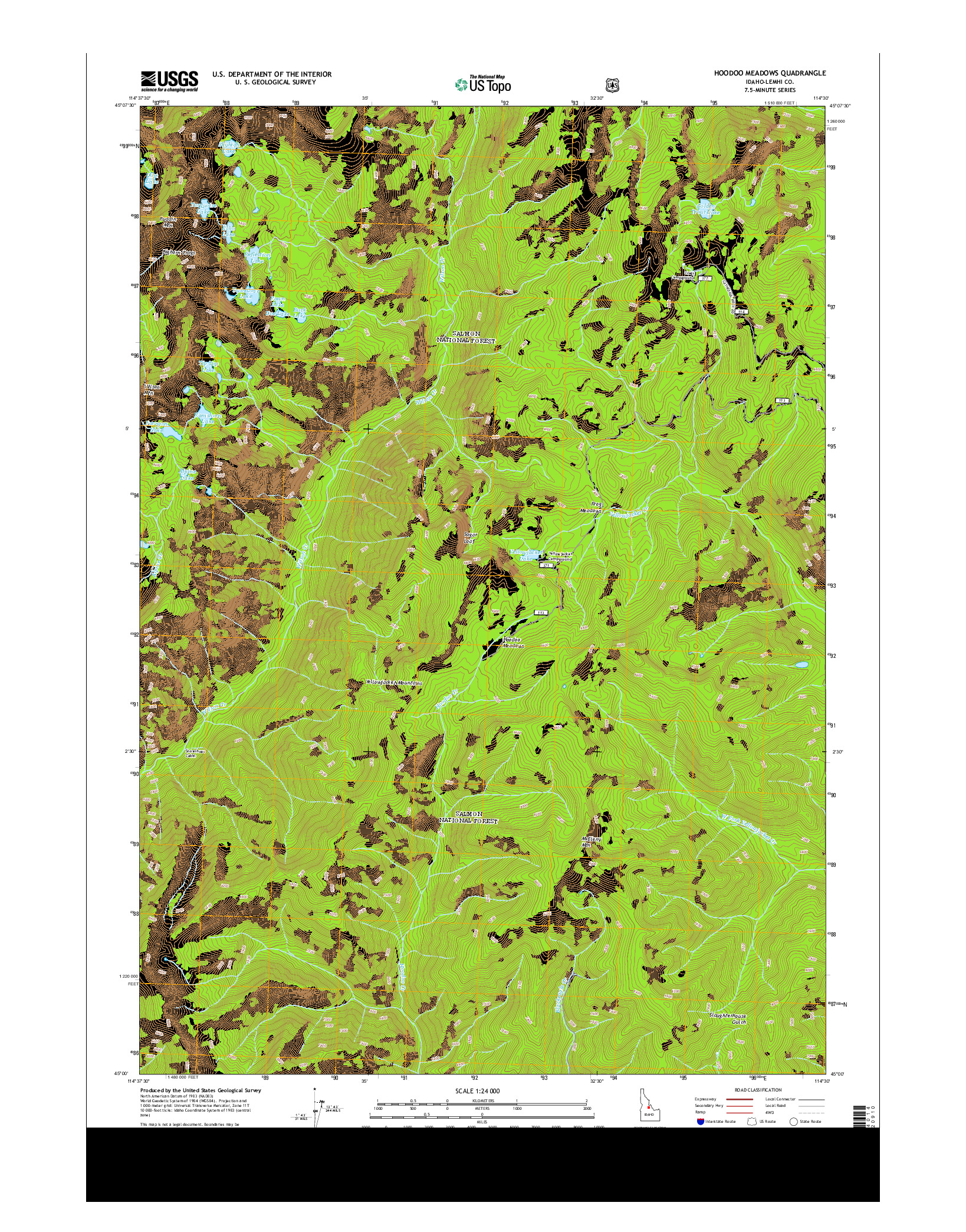 USGS US TOPO 7.5-MINUTE MAP FOR HOODOO MEADOWS, ID 2013