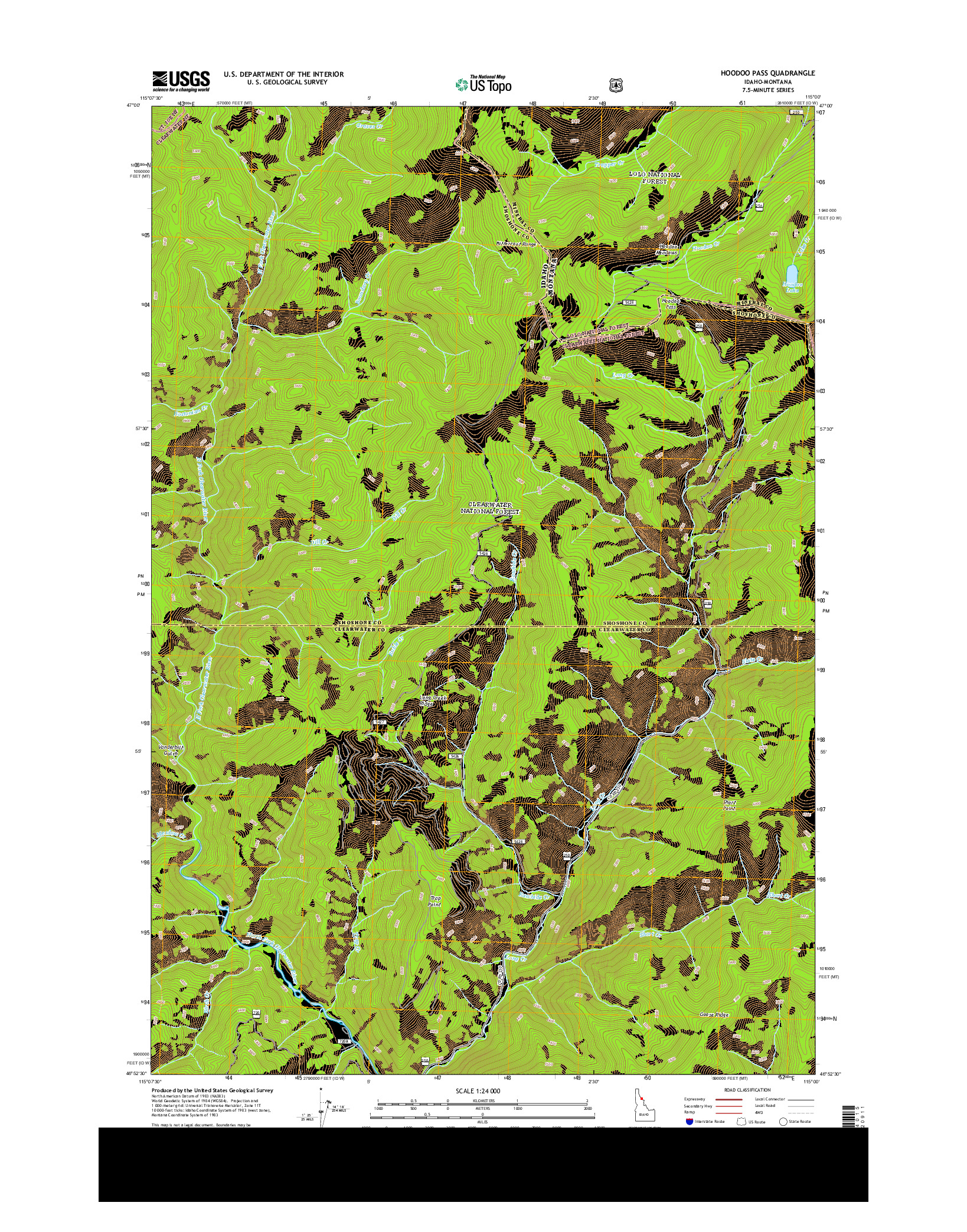 USGS US TOPO 7.5-MINUTE MAP FOR HOODOO PASS, ID-MT 2013