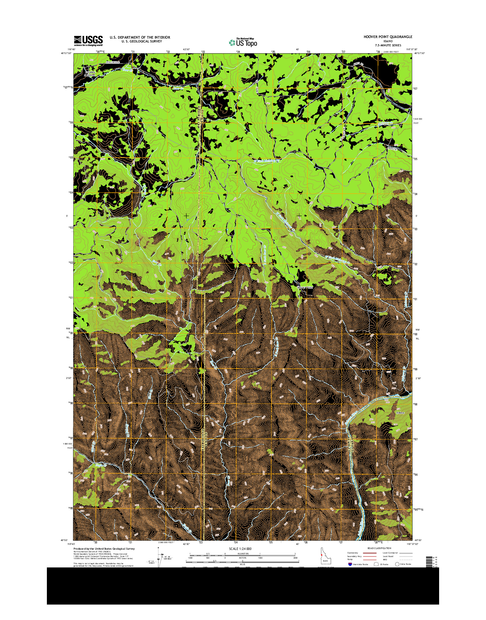 USGS US TOPO 7.5-MINUTE MAP FOR HOOVER POINT, ID 2013