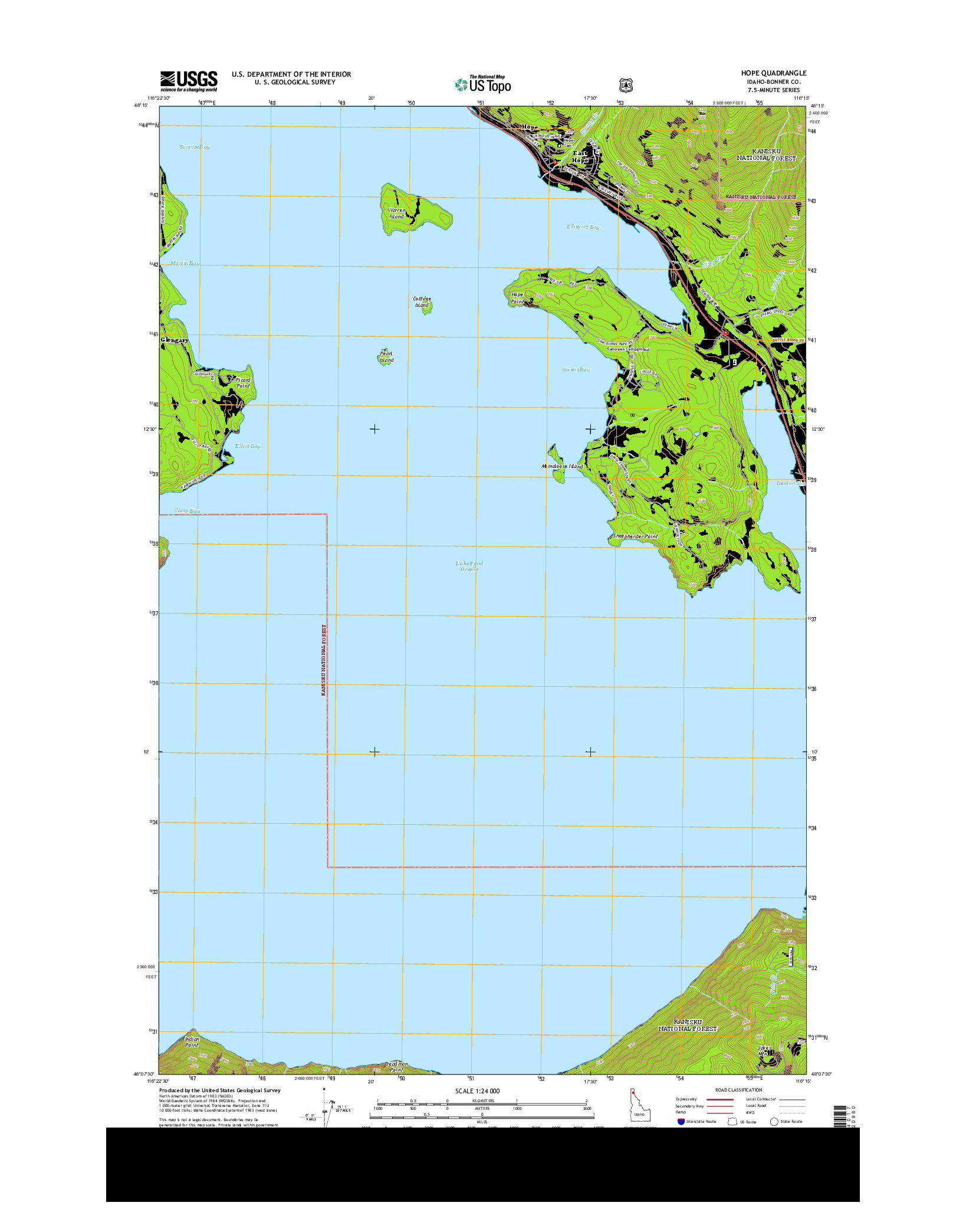 USGS US TOPO 7.5-MINUTE MAP FOR HOPE, ID 2013