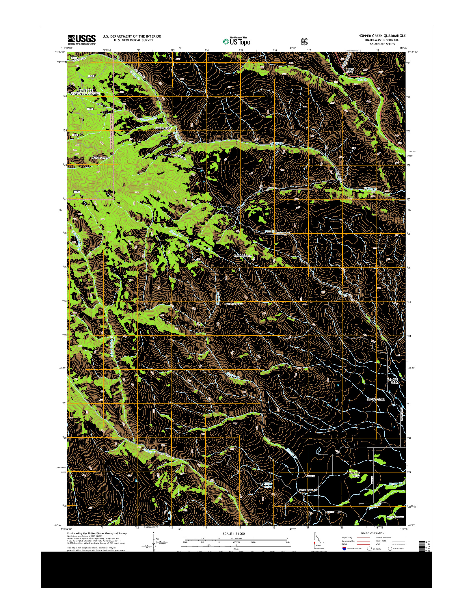USGS US TOPO 7.5-MINUTE MAP FOR HOPPER CREEK, ID 2013