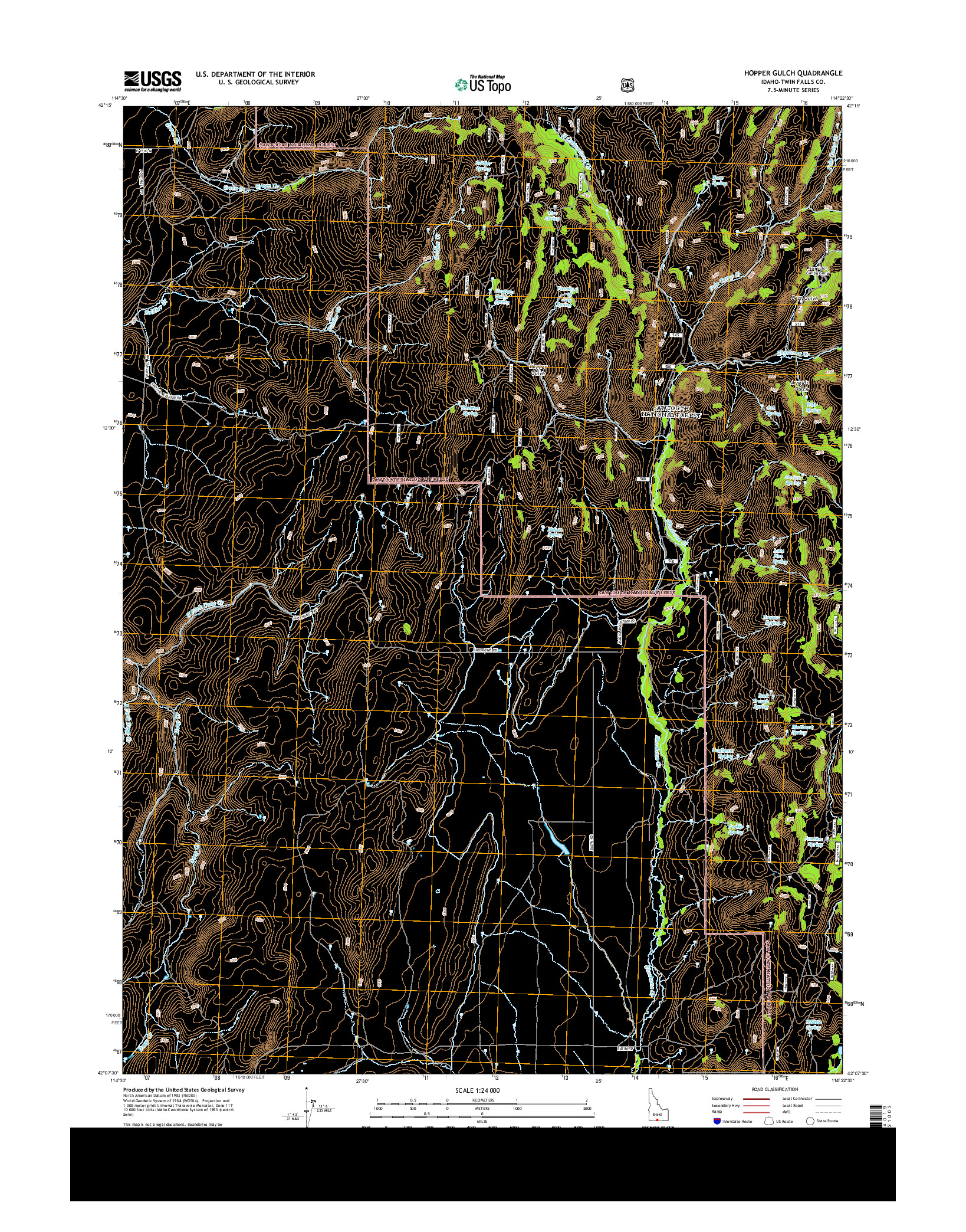 USGS US TOPO 7.5-MINUTE MAP FOR HOPPER GULCH, ID 2013