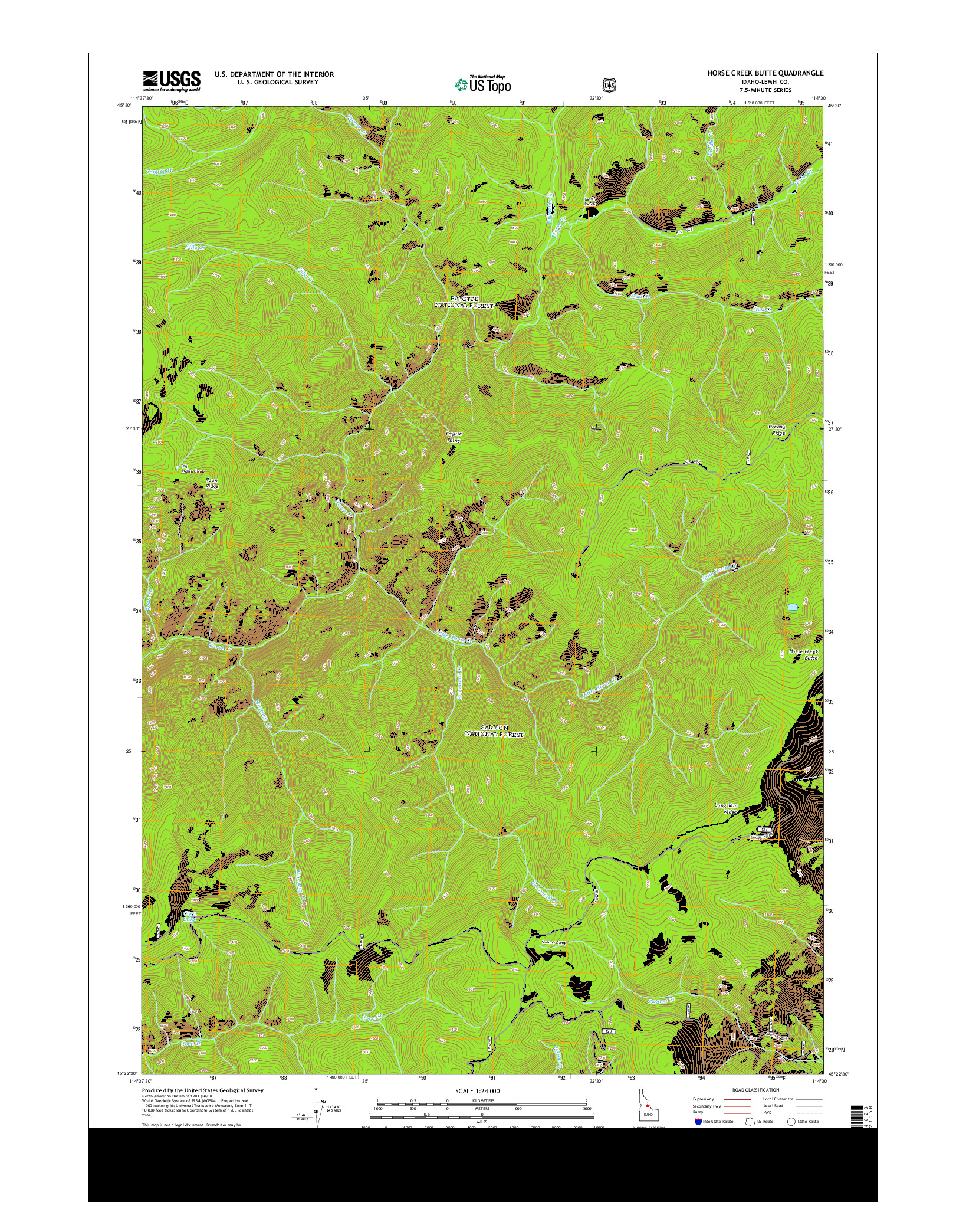 USGS US TOPO 7.5-MINUTE MAP FOR HORSE CREEK BUTTE, ID 2013