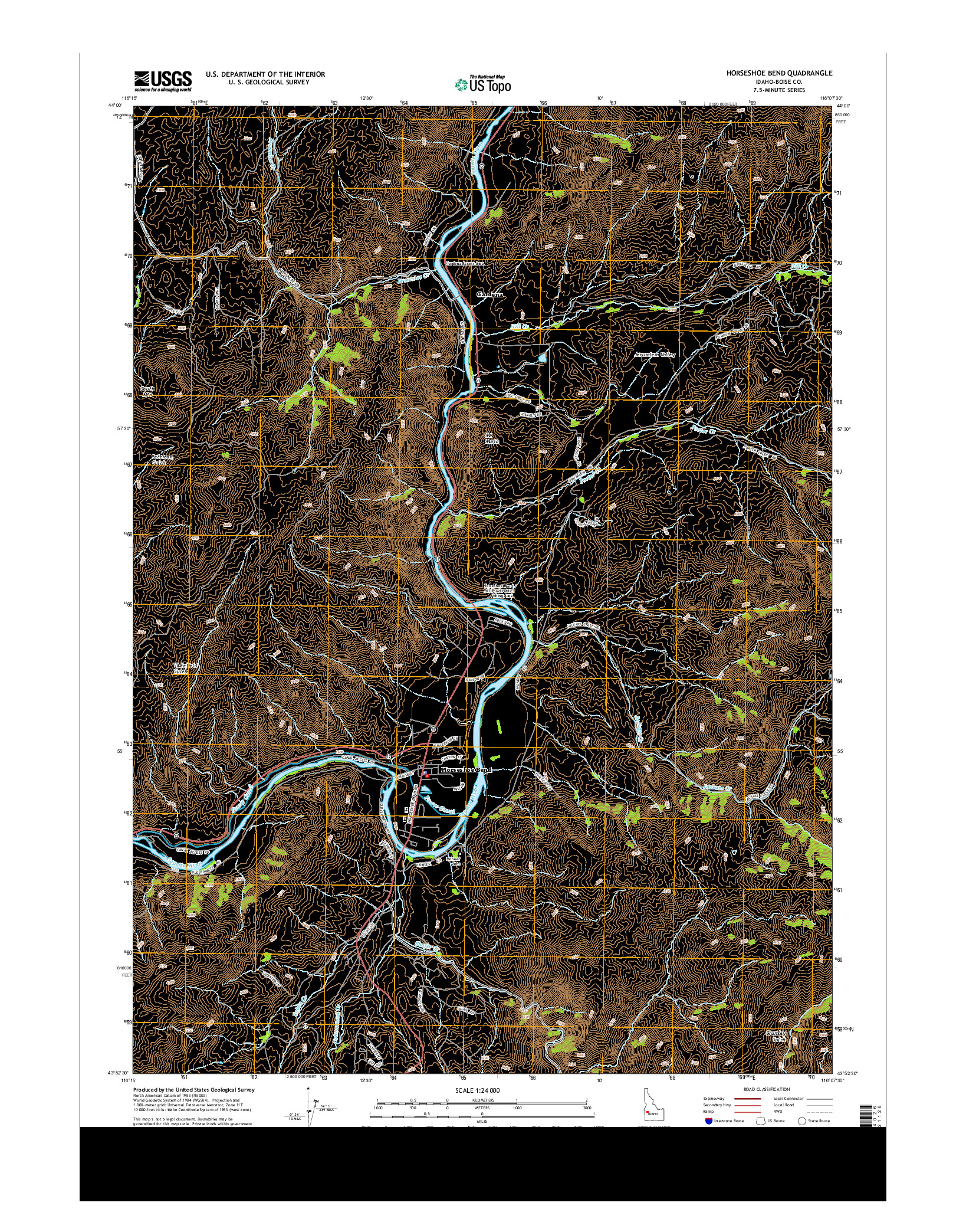 USGS US TOPO 7.5-MINUTE MAP FOR HORSESHOE BEND, ID 2013