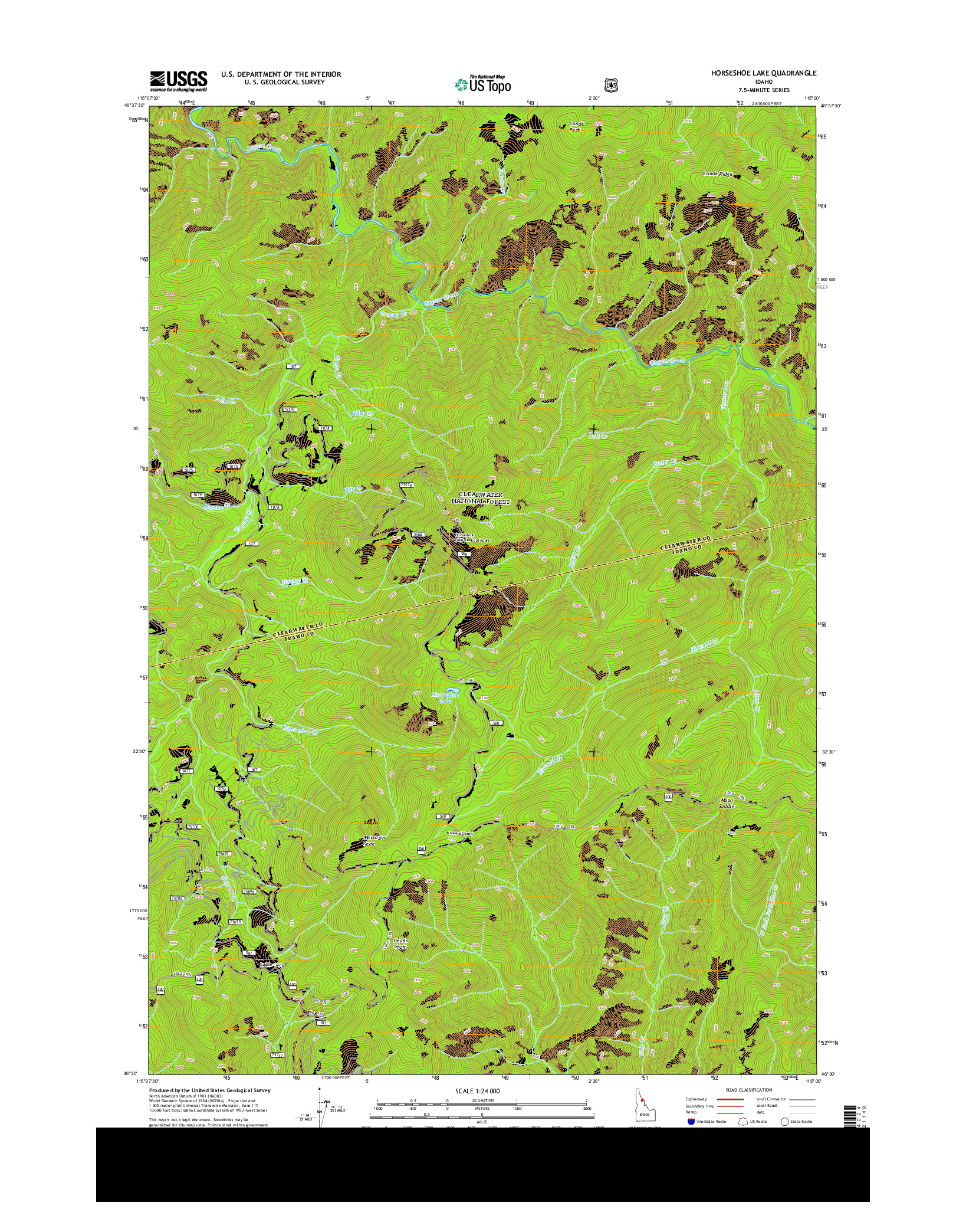 USGS US TOPO 7.5-MINUTE MAP FOR HORSESHOE LAKE, ID 2013