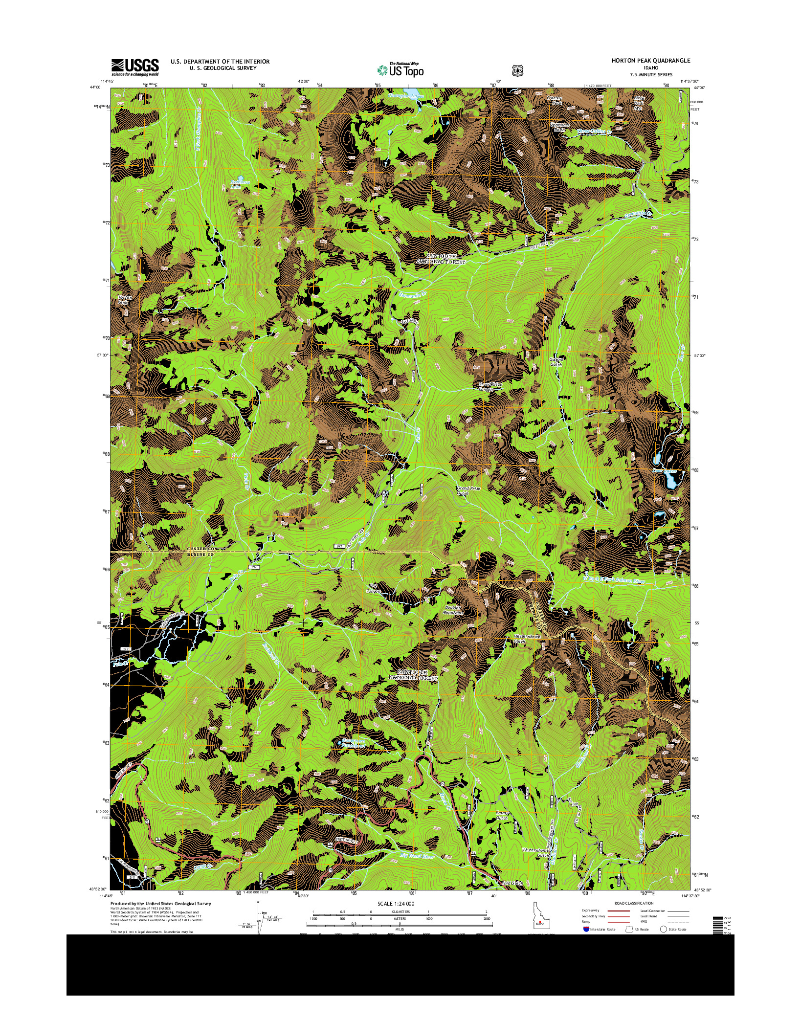 USGS US TOPO 7.5-MINUTE MAP FOR HORTON PEAK, ID 2013