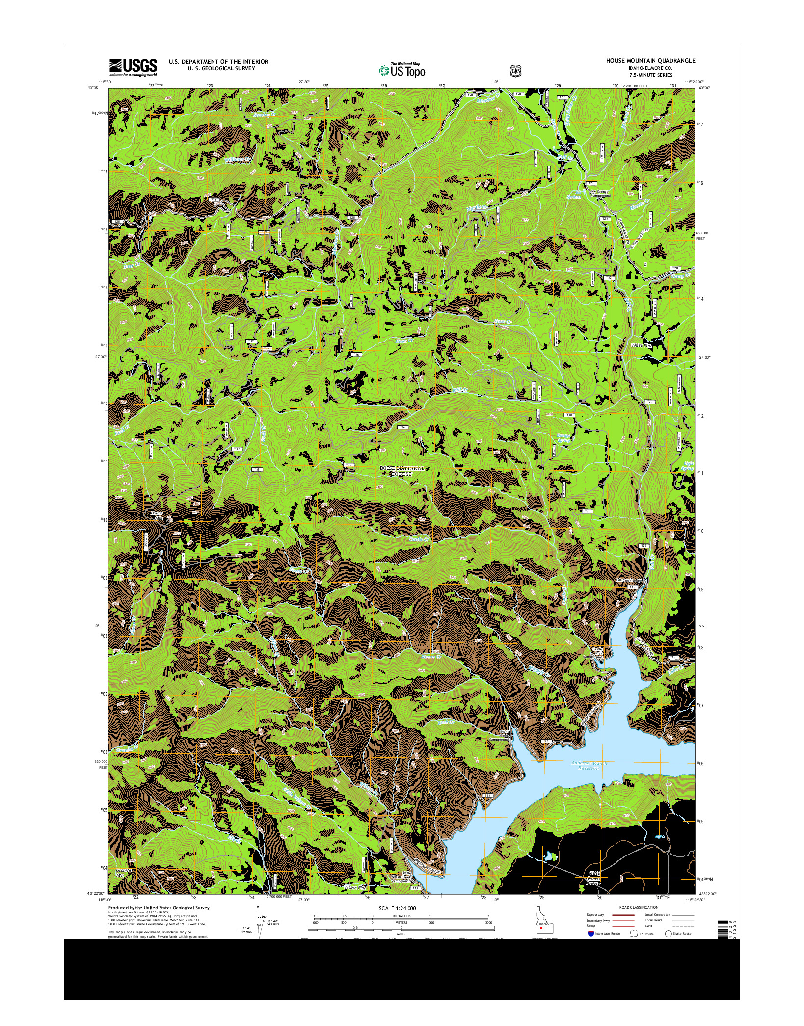 USGS US TOPO 7.5-MINUTE MAP FOR HOUSE MOUNTAIN, ID 2013