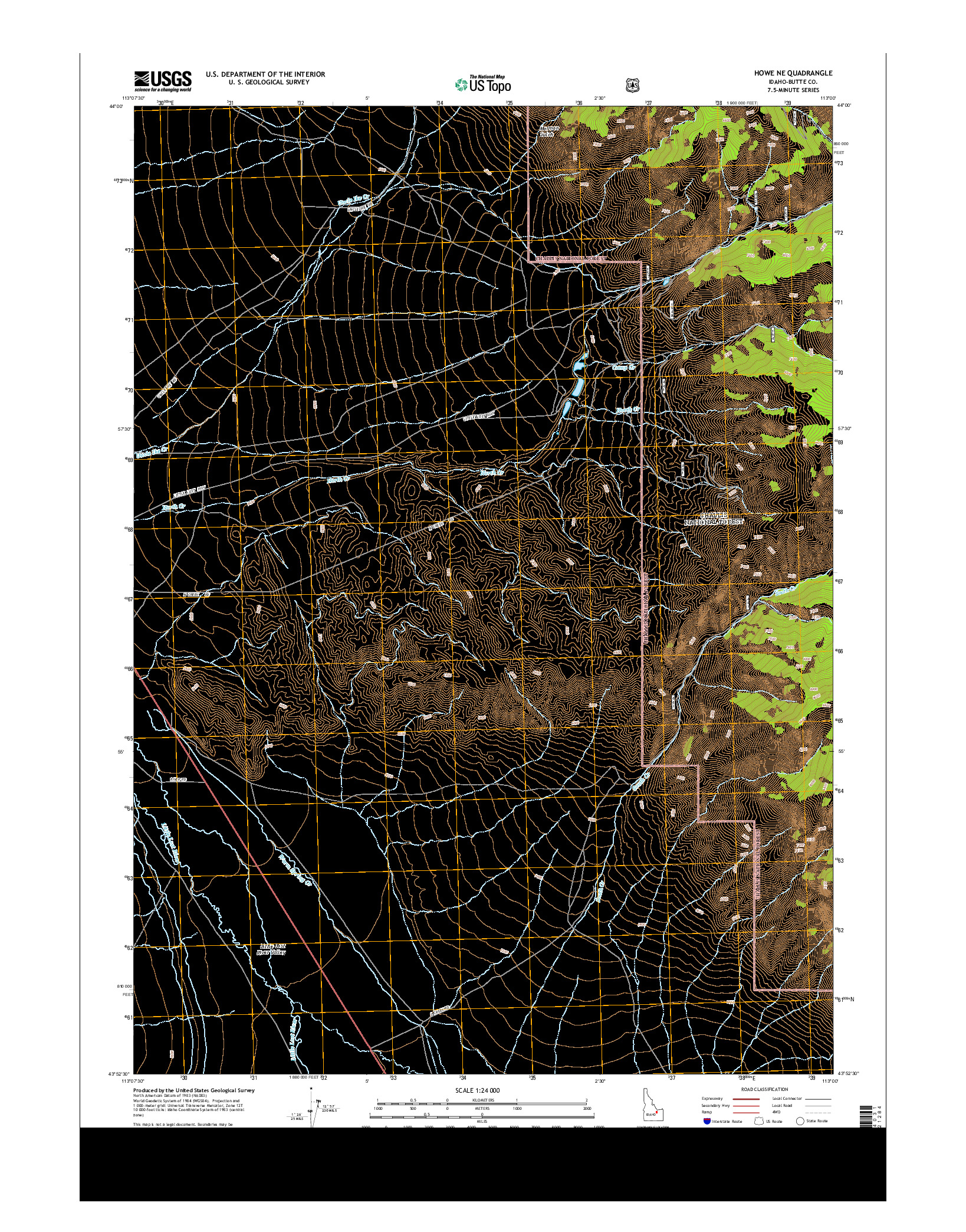 USGS US TOPO 7.5-MINUTE MAP FOR HOWE NE, ID 2013