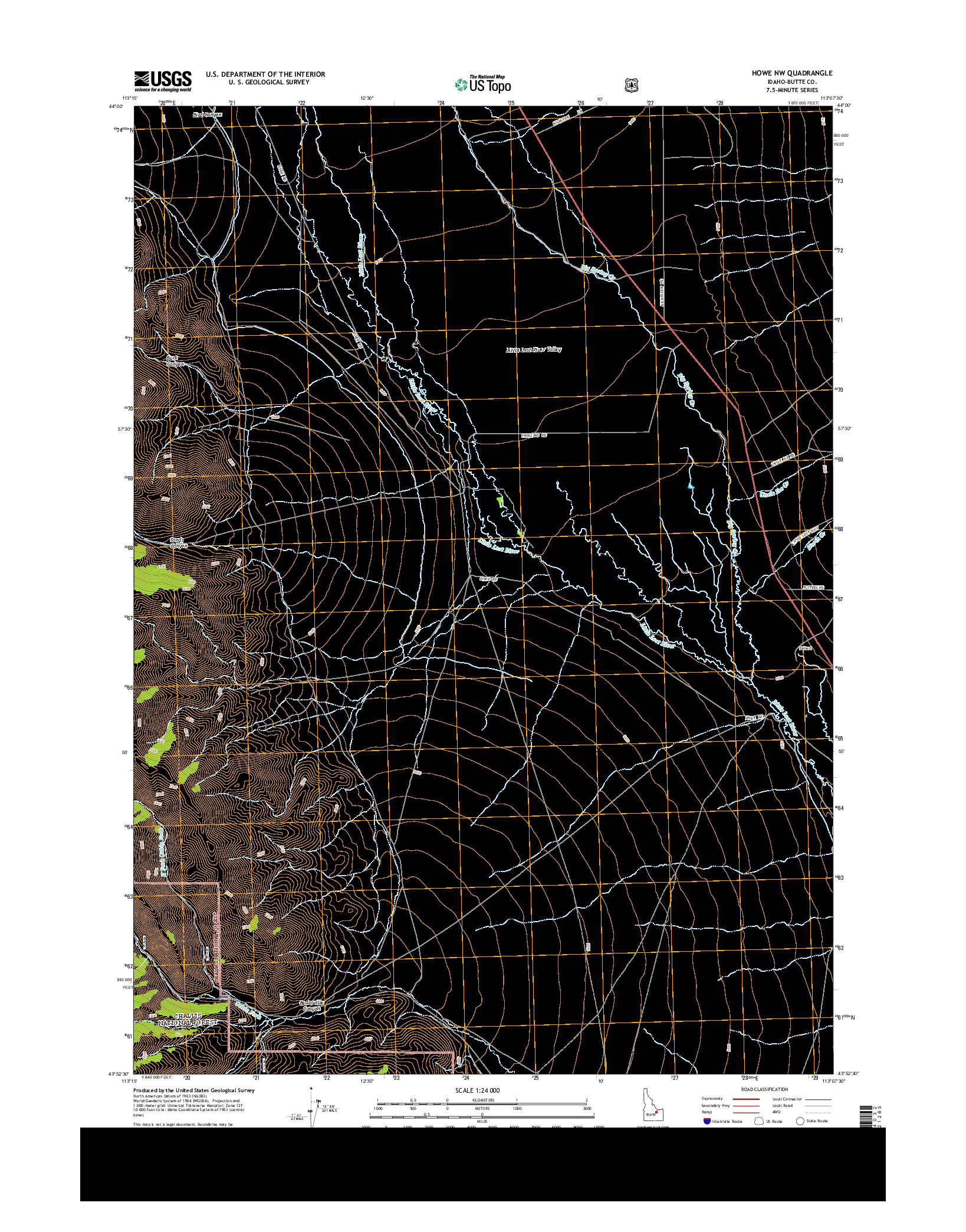 USGS US TOPO 7.5-MINUTE MAP FOR HOWE NW, ID 2013