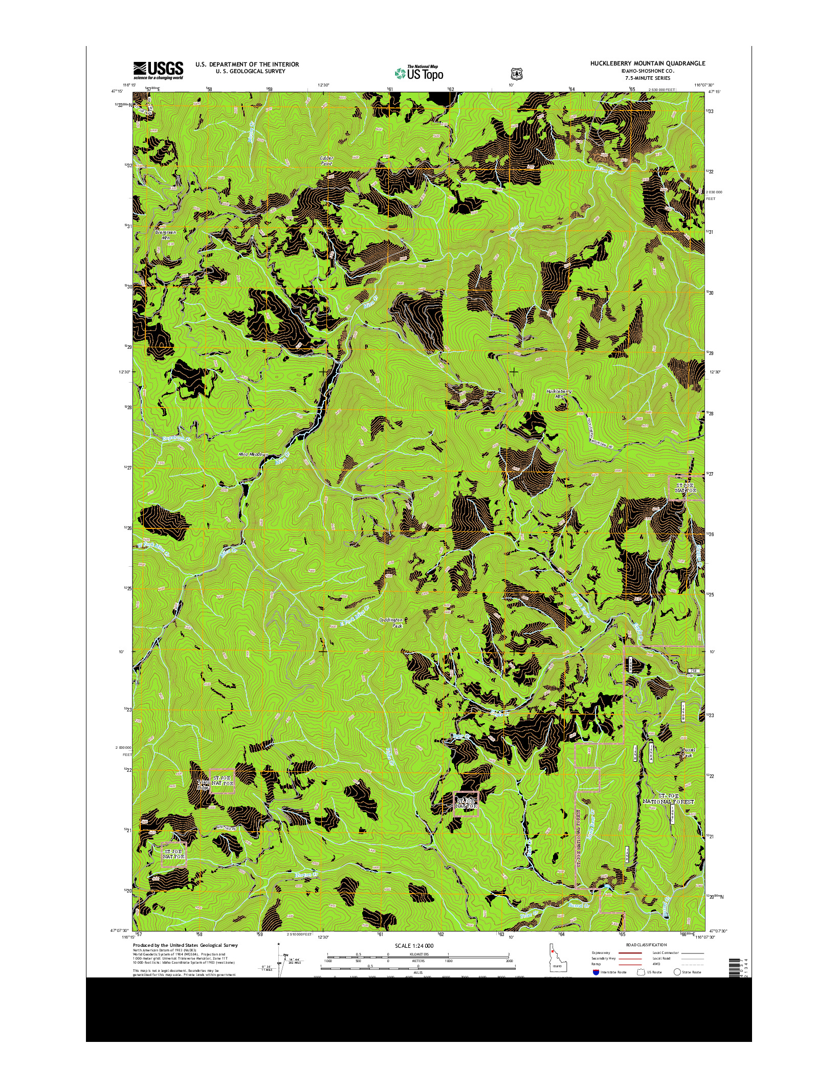 USGS US TOPO 7.5-MINUTE MAP FOR HUCKLEBERRY MOUNTAIN, ID 2013