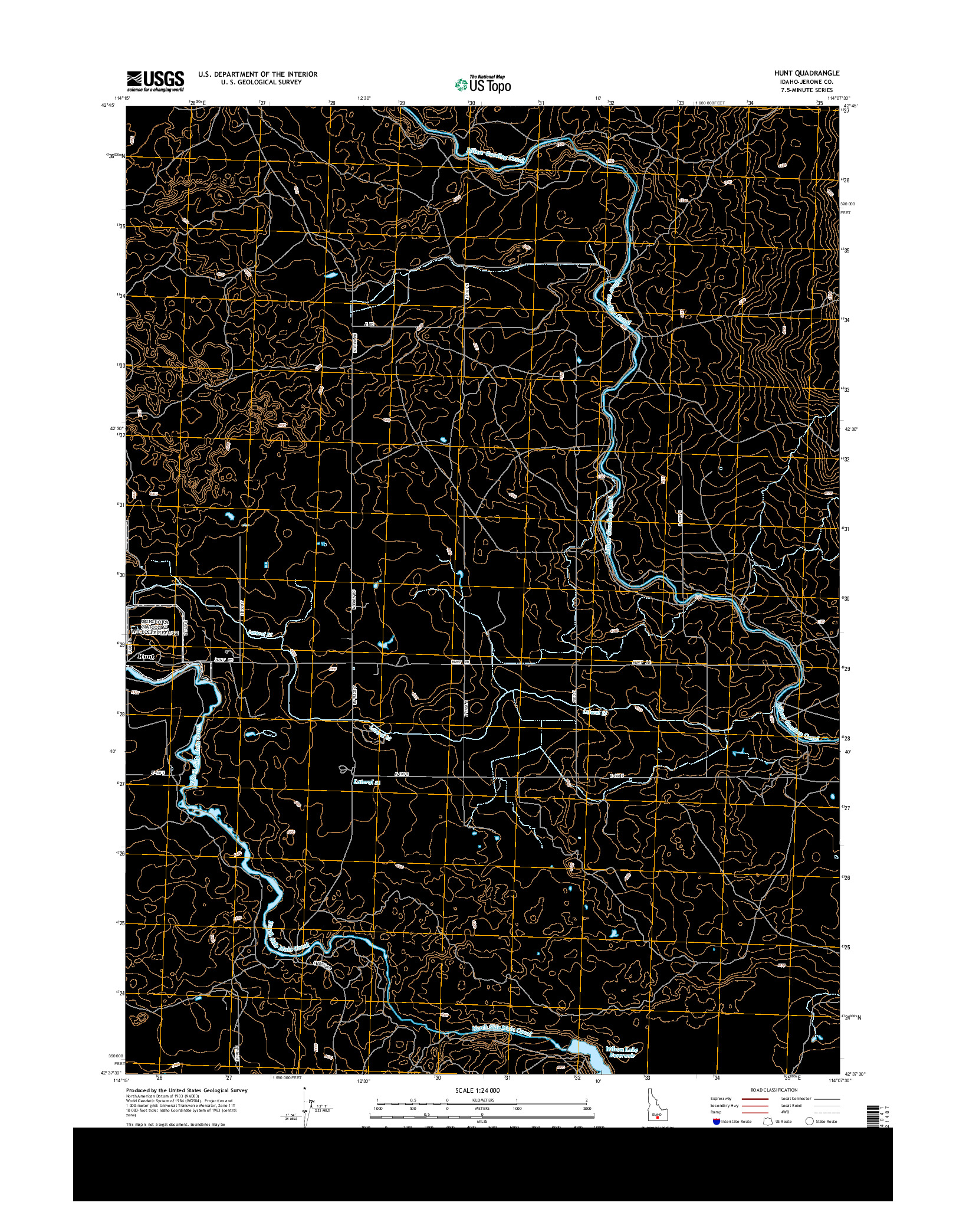 USGS US TOPO 7.5-MINUTE MAP FOR HUNT, ID 2013