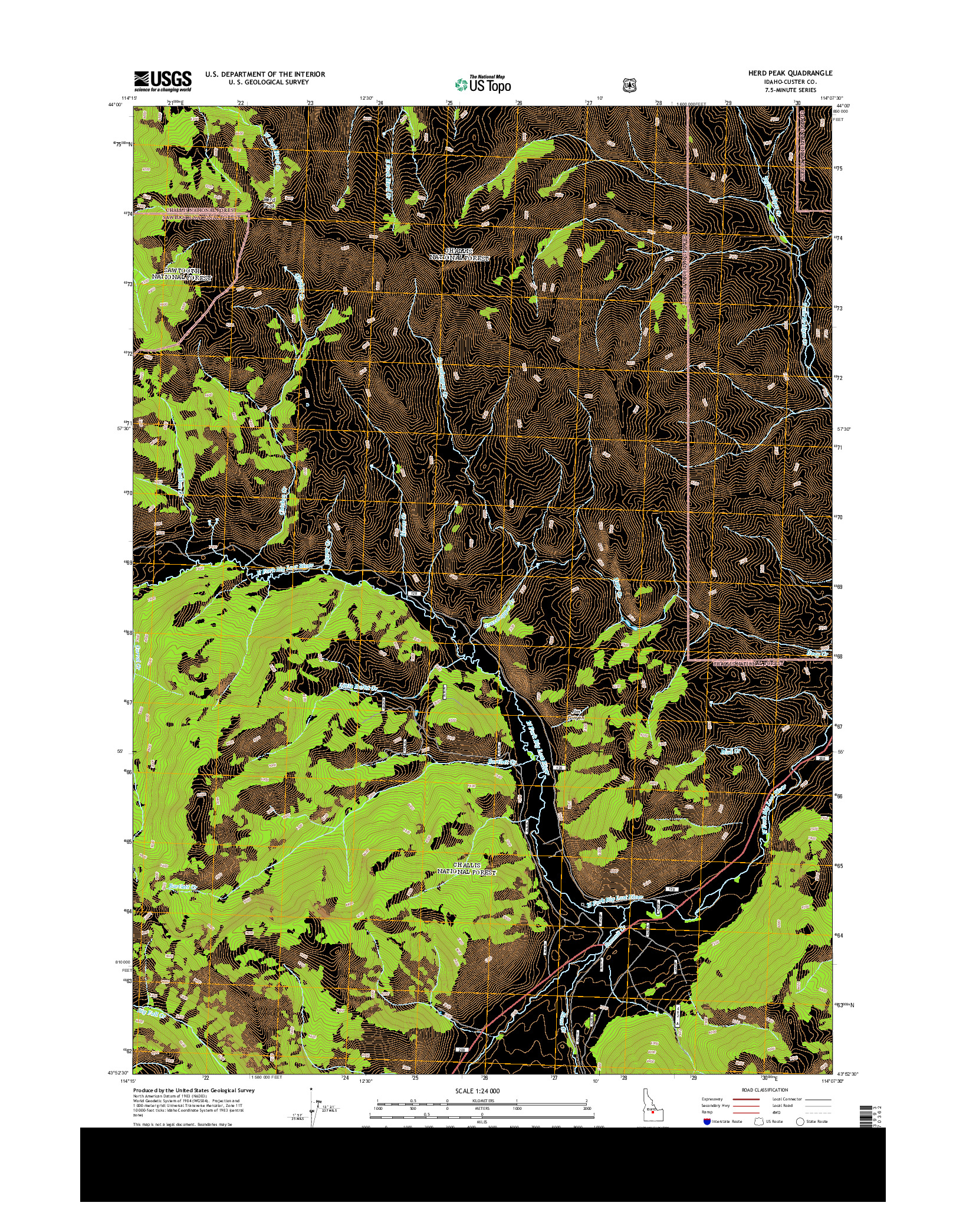 USGS US TOPO 7.5-MINUTE MAP FOR HERD PEAK, ID 2013