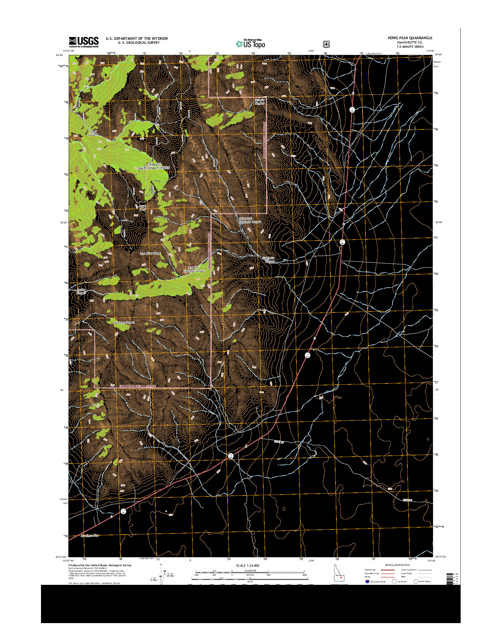 USGS US TOPO 7.5-MINUTE MAP FOR HOWE PEAK, ID 2013