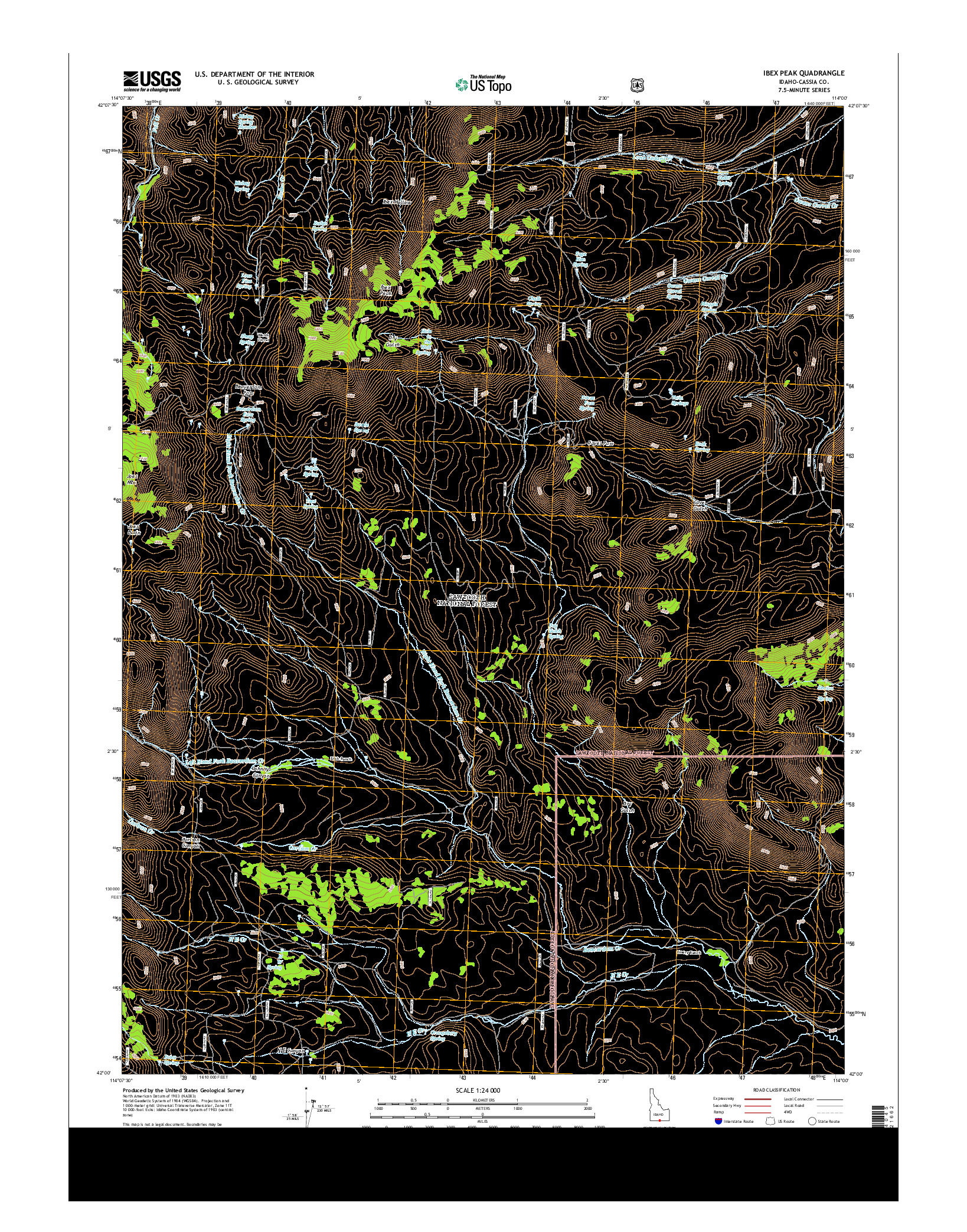USGS US TOPO 7.5-MINUTE MAP FOR IBEX PEAK, ID 2013