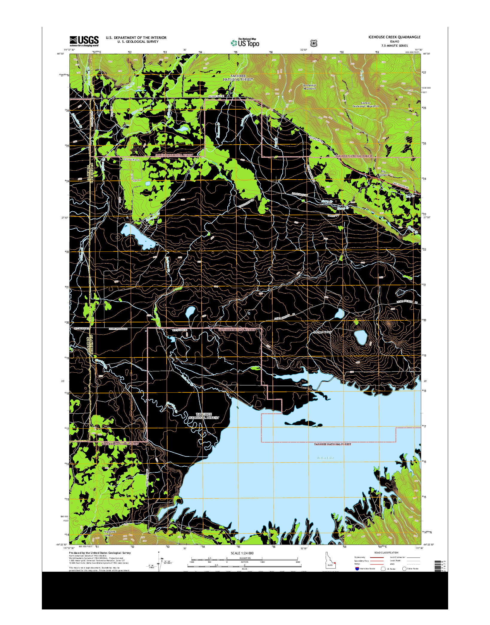 USGS US TOPO 7.5-MINUTE MAP FOR ICEHOUSE CREEK, ID 2013