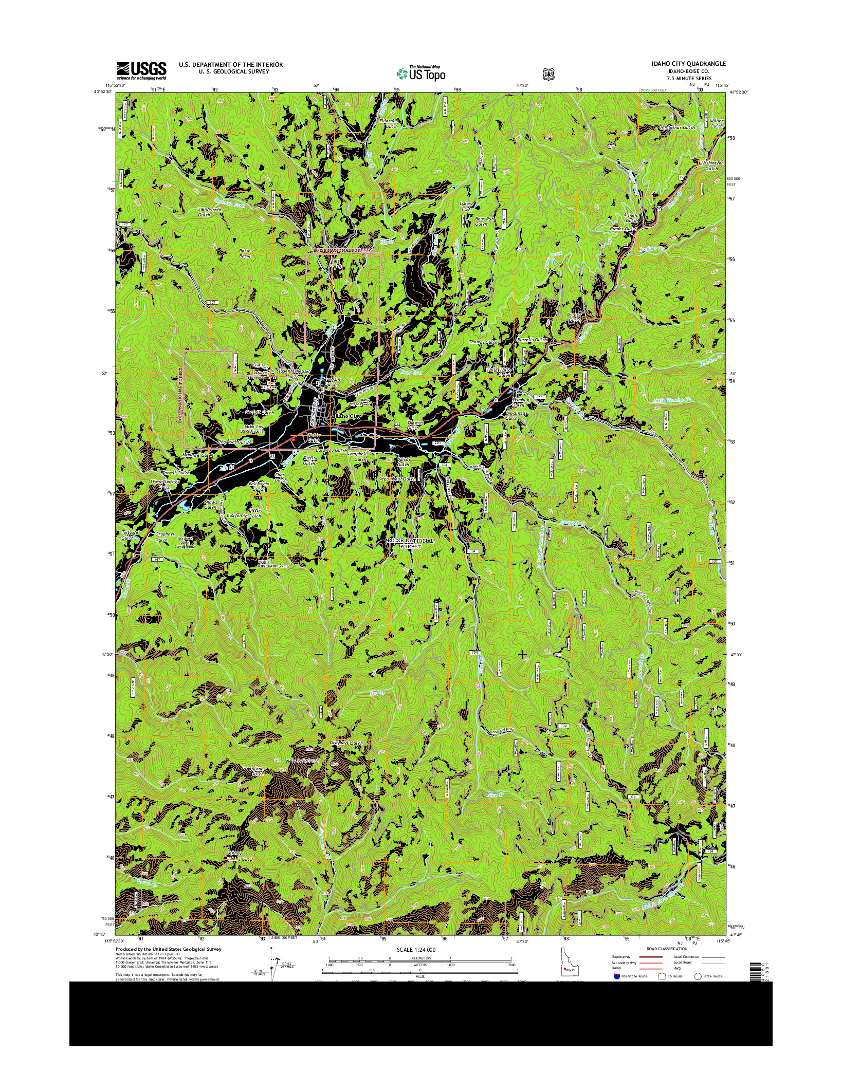 USGS US TOPO 7.5-MINUTE MAP FOR IDAHO CITY, ID 2013