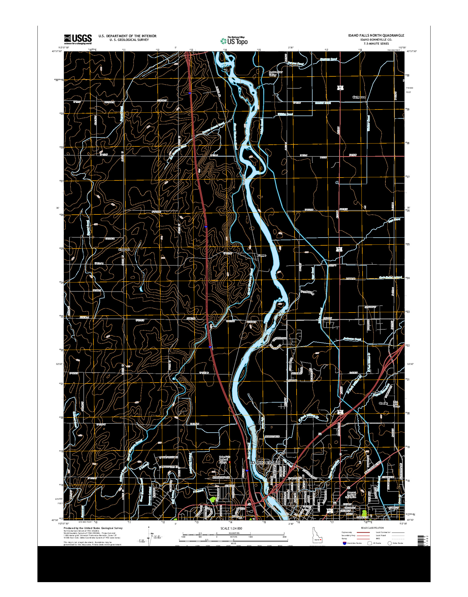 USGS US TOPO 7.5-MINUTE MAP FOR IDAHO FALLS NORTH, ID 2013