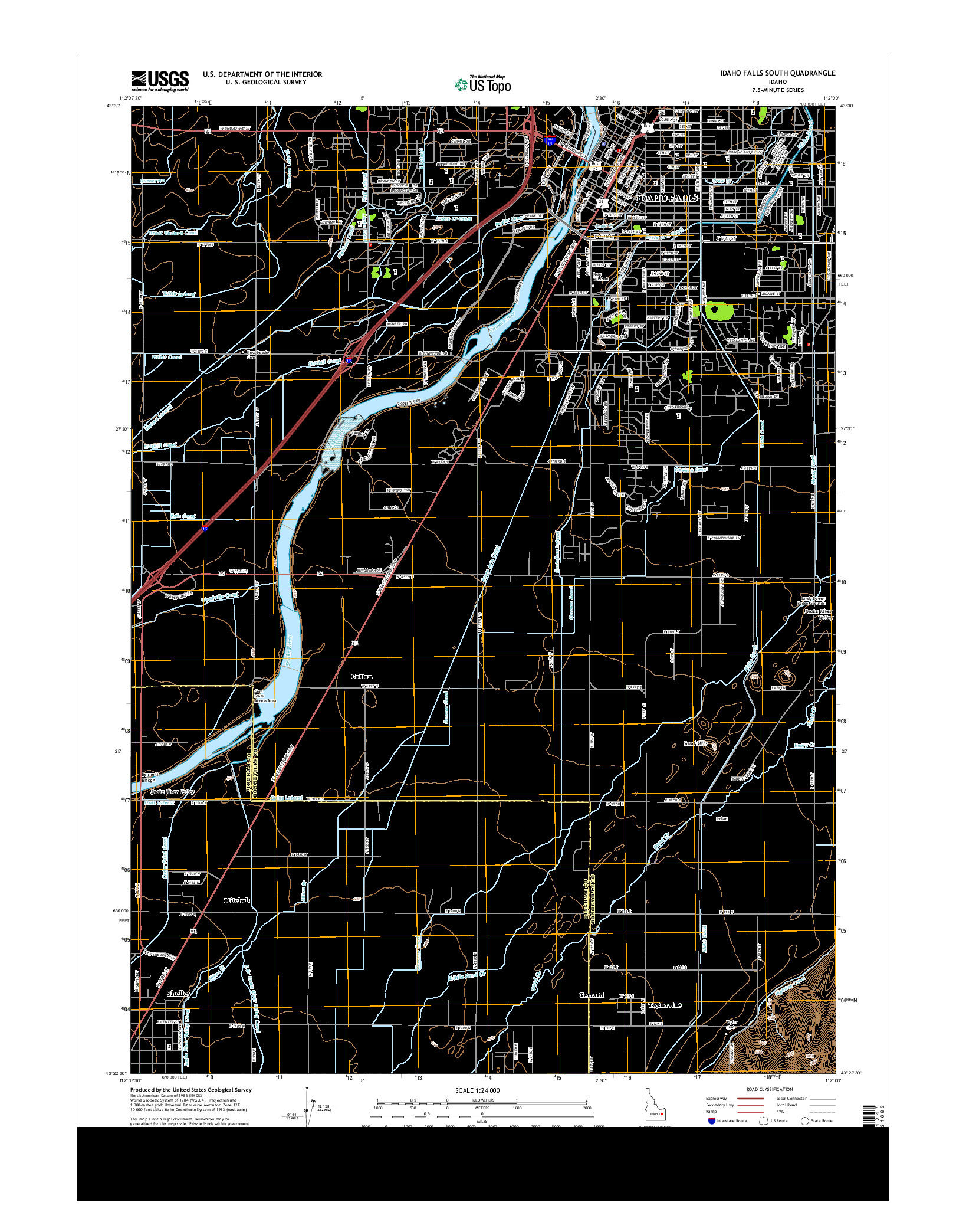 USGS US TOPO 7.5-MINUTE MAP FOR IDAHO FALLS SOUTH, ID 2013