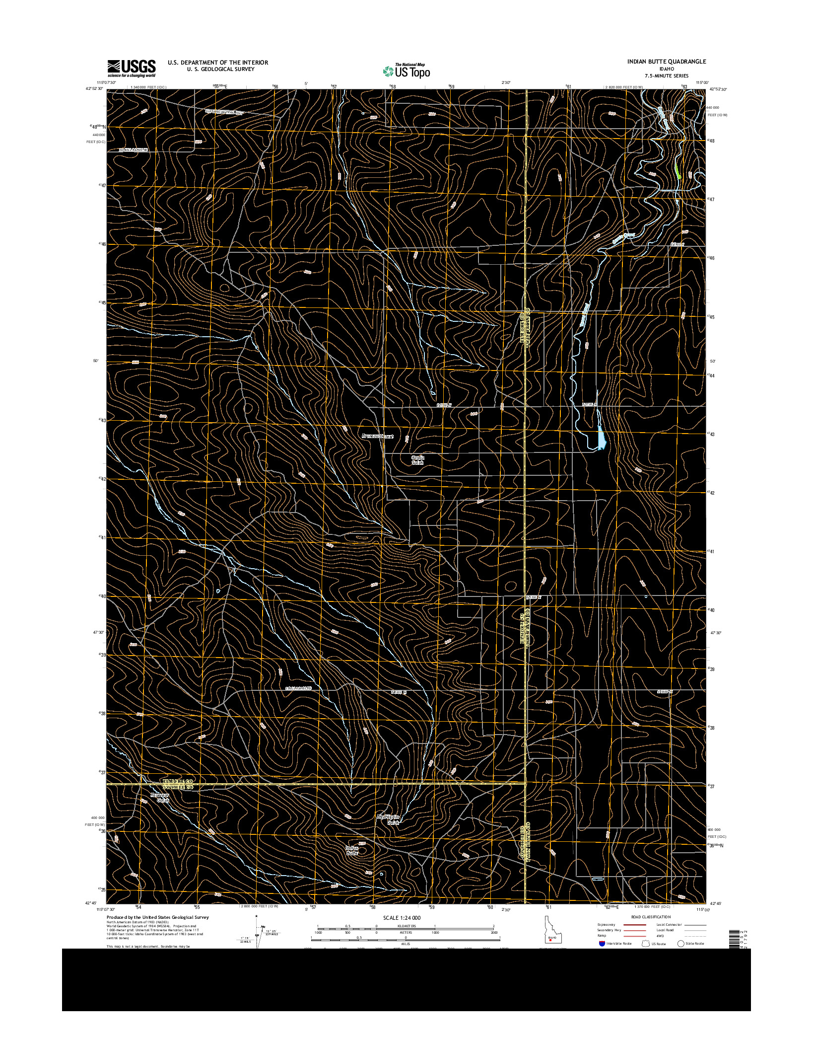 USGS US TOPO 7.5-MINUTE MAP FOR INDIAN BUTTE, ID 2013