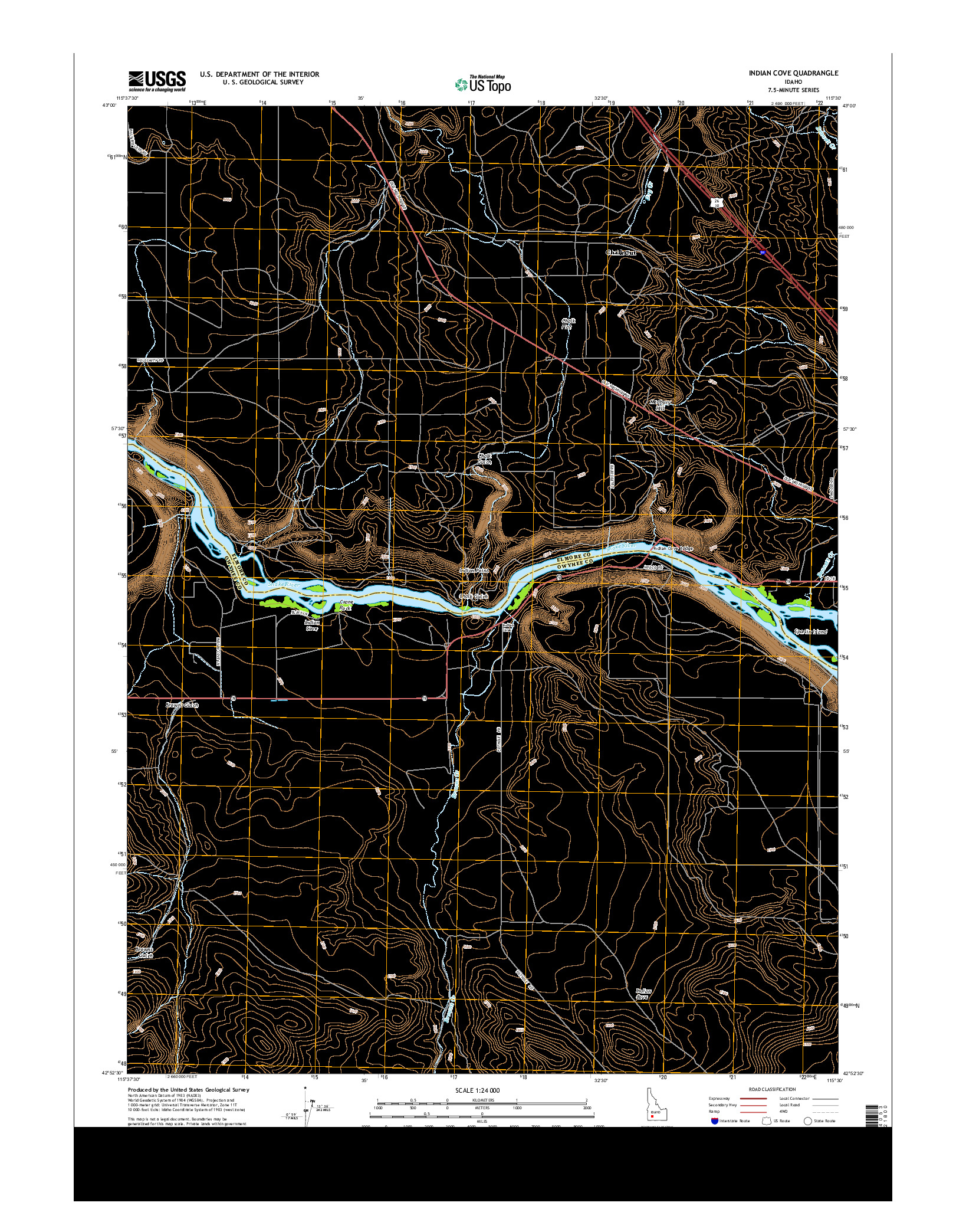 USGS US TOPO 7.5-MINUTE MAP FOR INDIAN COVE, ID 2013
