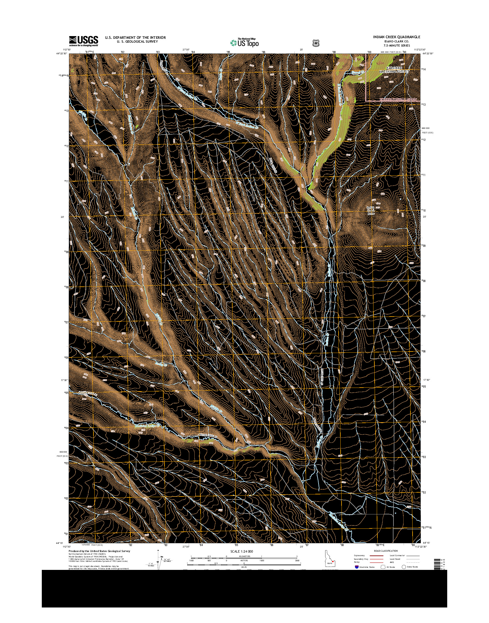 USGS US TOPO 7.5-MINUTE MAP FOR INDIAN CREEK, ID 2013