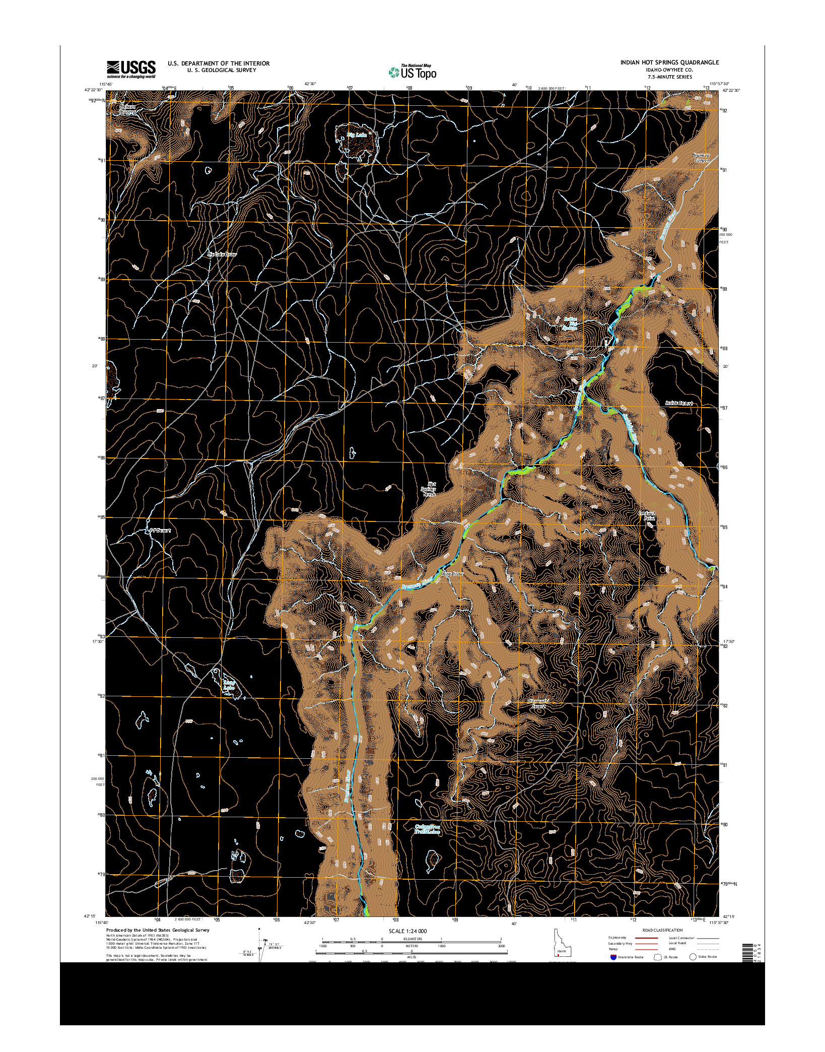 USGS US TOPO 7.5-MINUTE MAP FOR INDIAN HOT SPRINGS, ID 2013