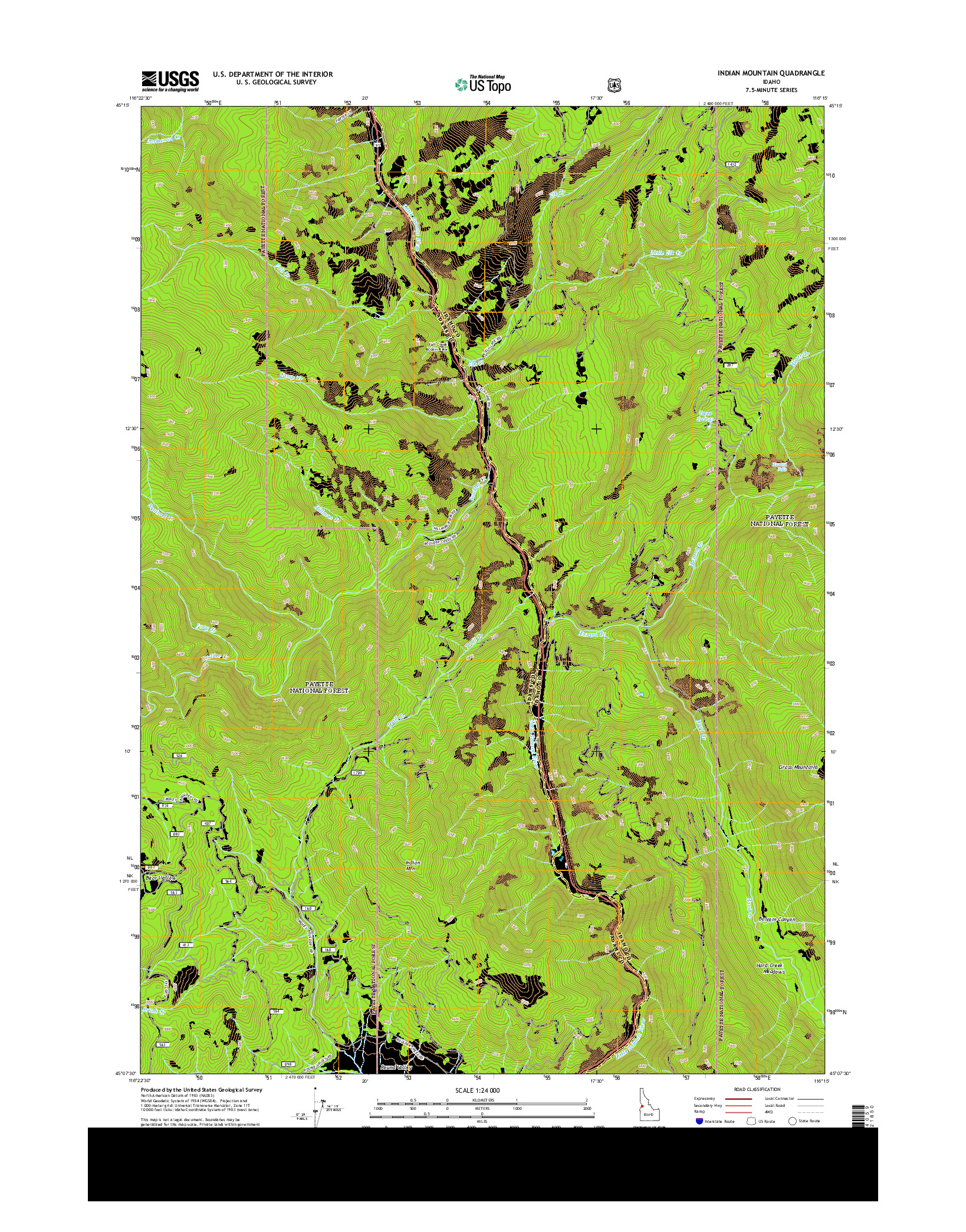 USGS US TOPO 7.5-MINUTE MAP FOR INDIAN MOUNTAIN, ID 2013