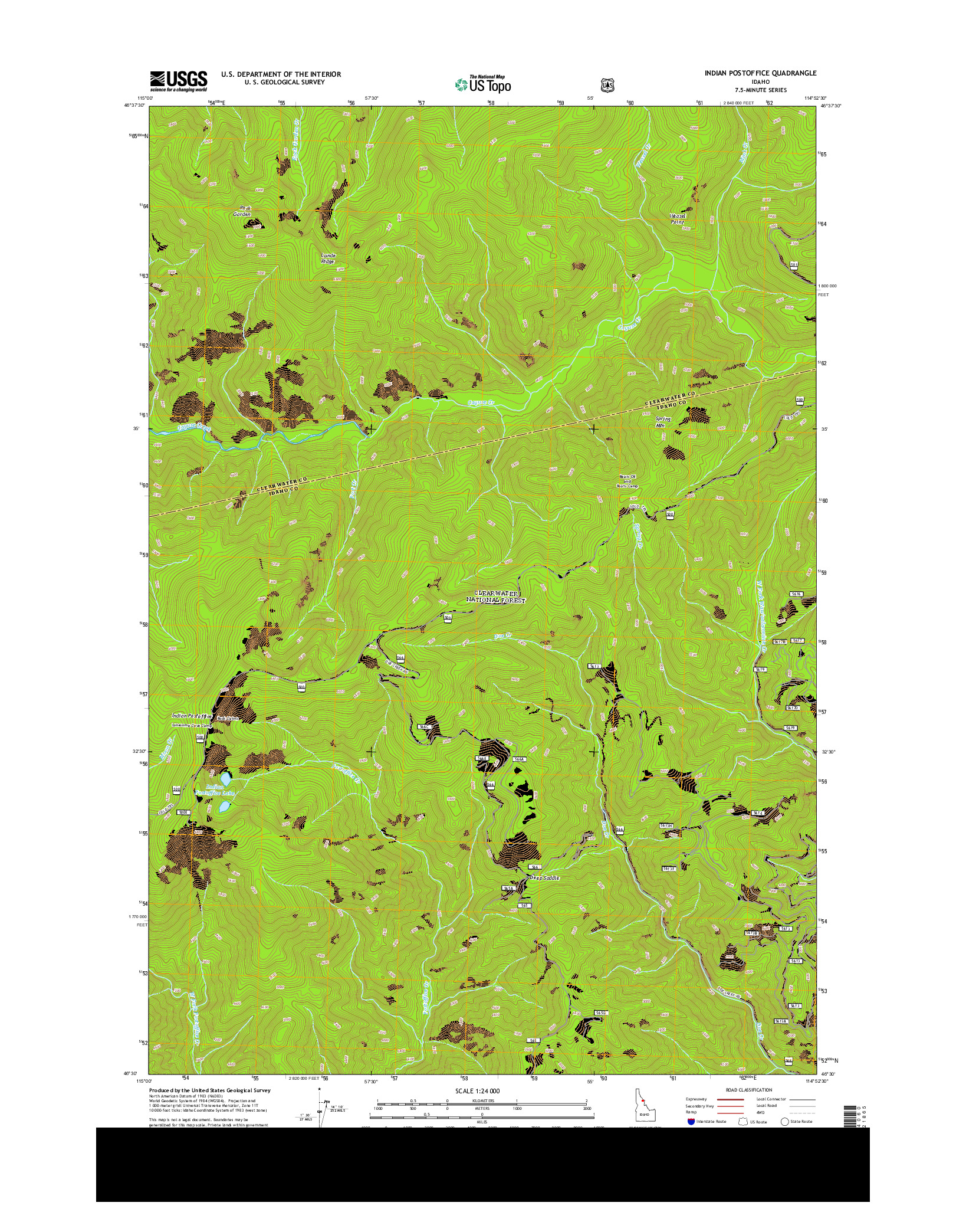 USGS US TOPO 7.5-MINUTE MAP FOR INDIAN POSTOFFICE, ID 2013