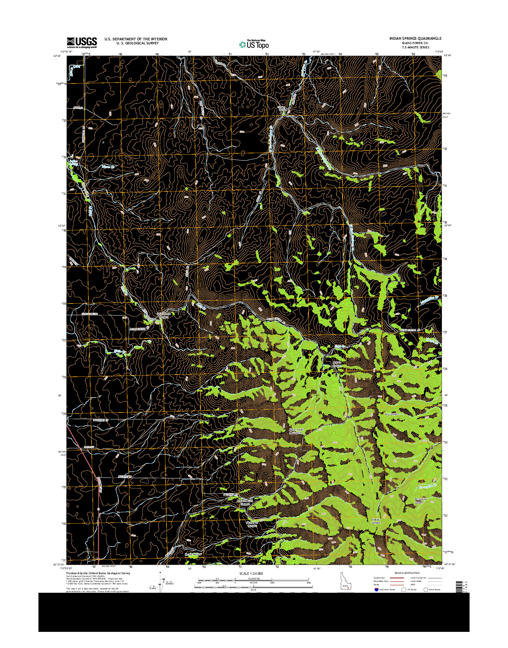 USGS US TOPO 7.5-MINUTE MAP FOR INDIAN SPRINGS, ID 2013
