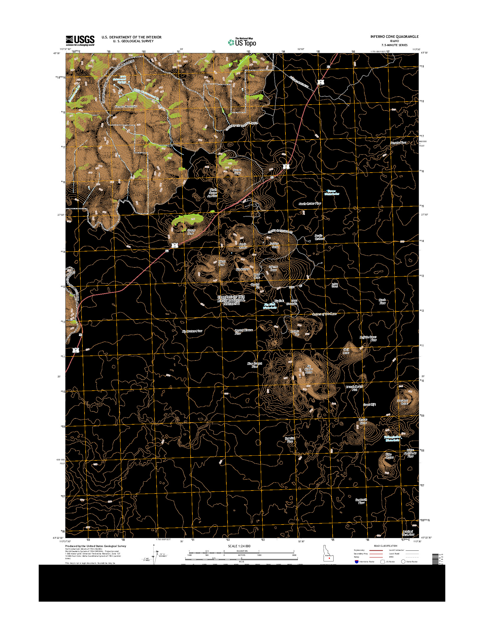 USGS US TOPO 7.5-MINUTE MAP FOR INFERNO CONE, ID 2013