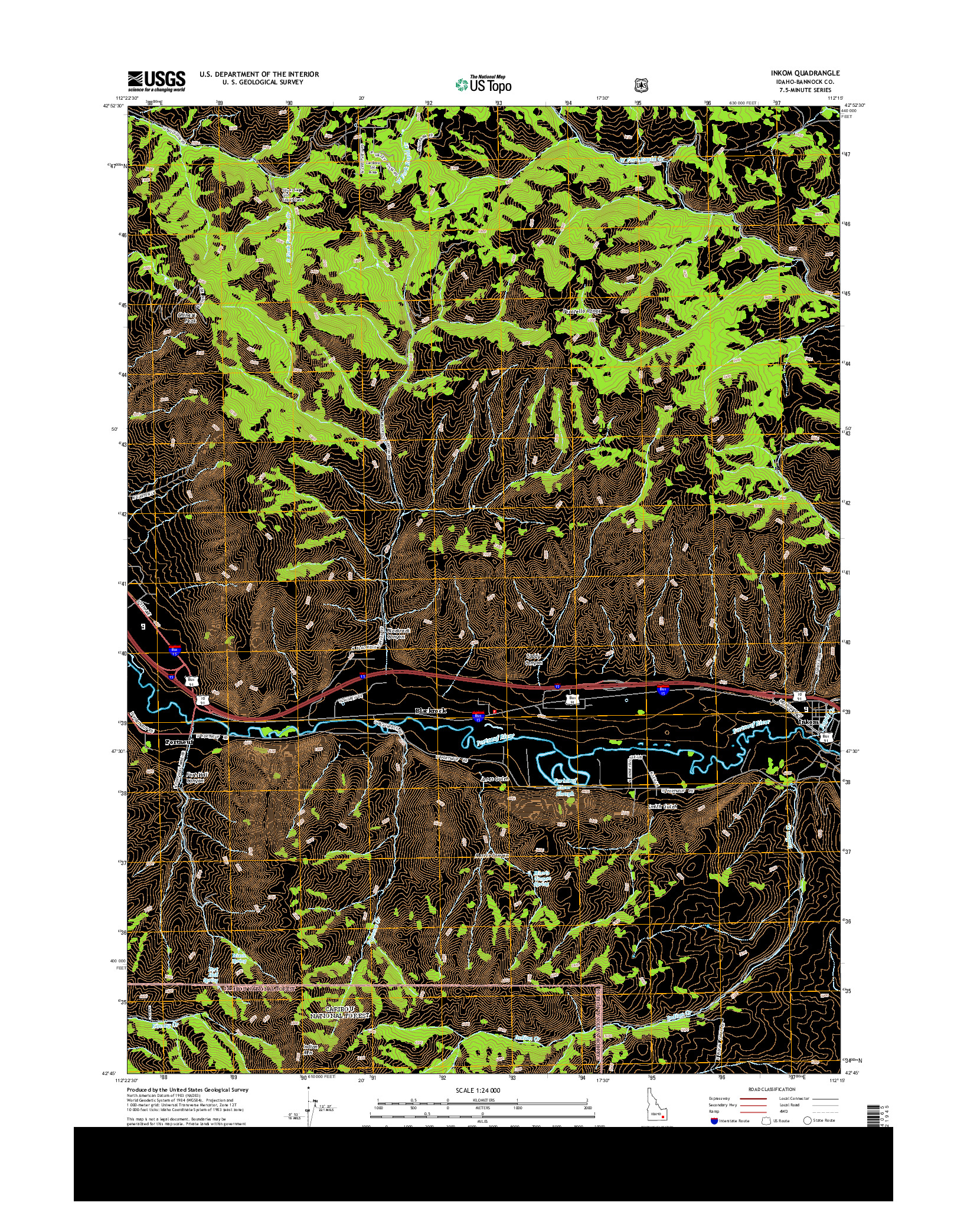 USGS US TOPO 7.5-MINUTE MAP FOR INKOM, ID 2013