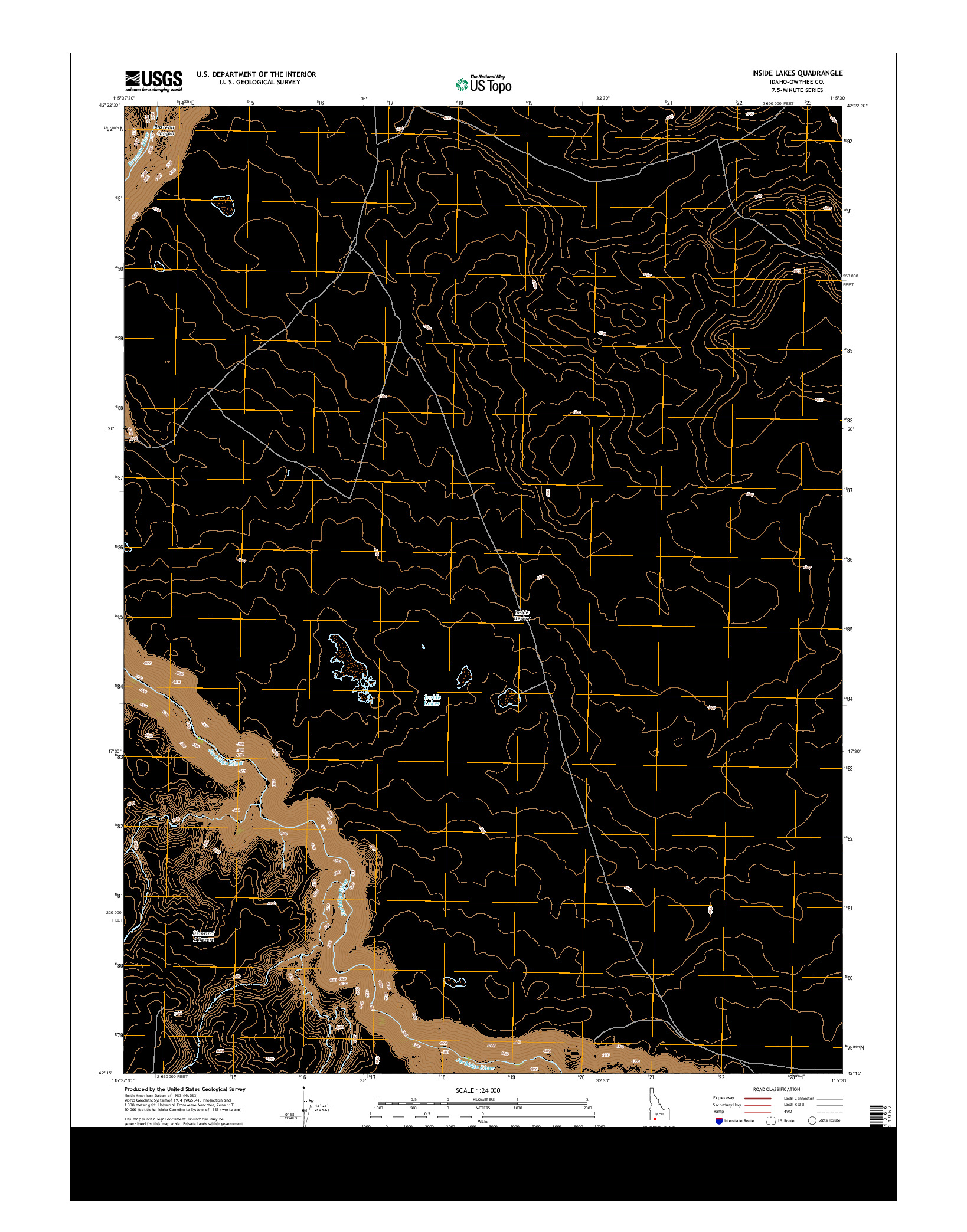 USGS US TOPO 7.5-MINUTE MAP FOR INSIDE LAKES, ID 2013