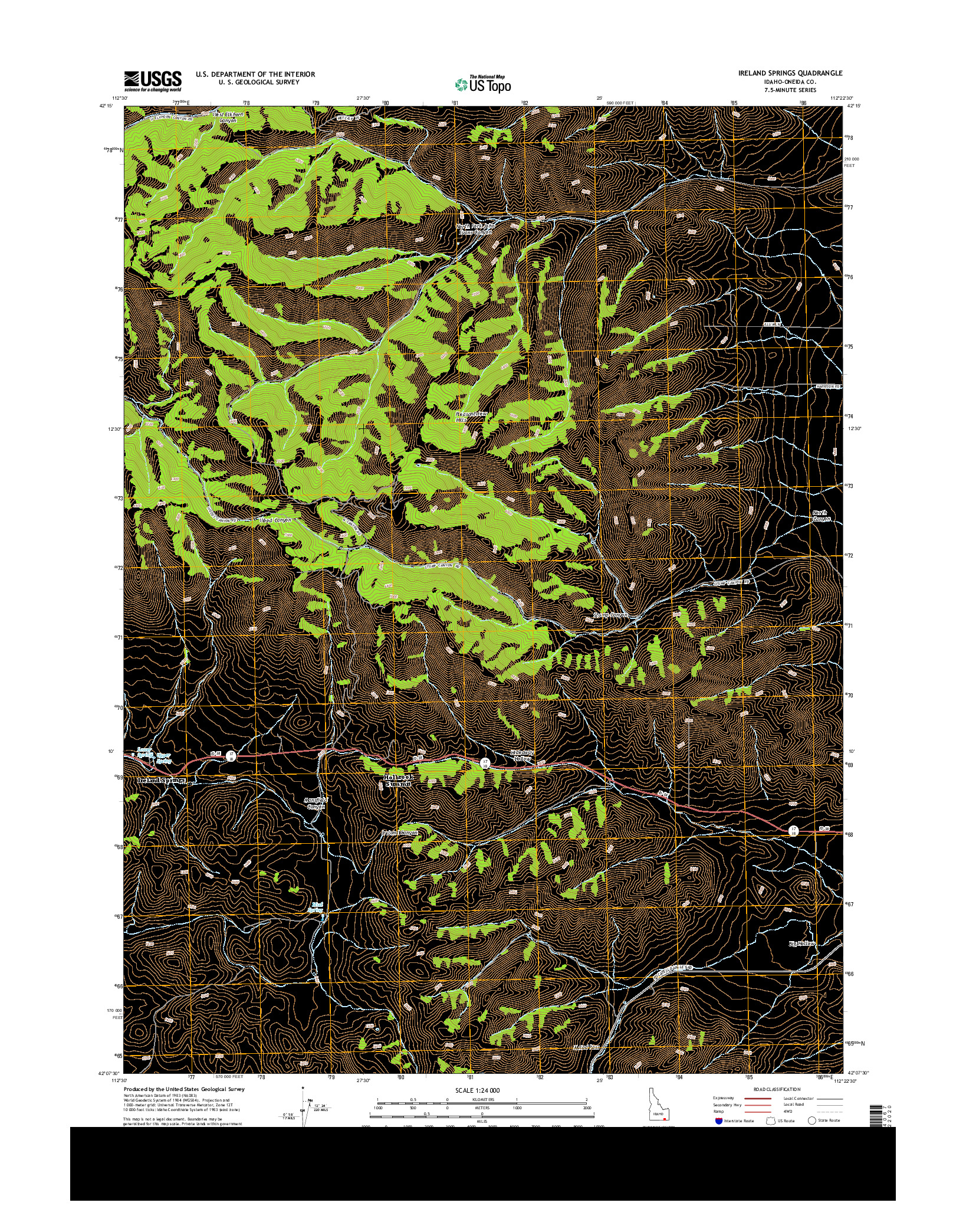 USGS US TOPO 7.5-MINUTE MAP FOR IRELAND SPRINGS, ID 2013
