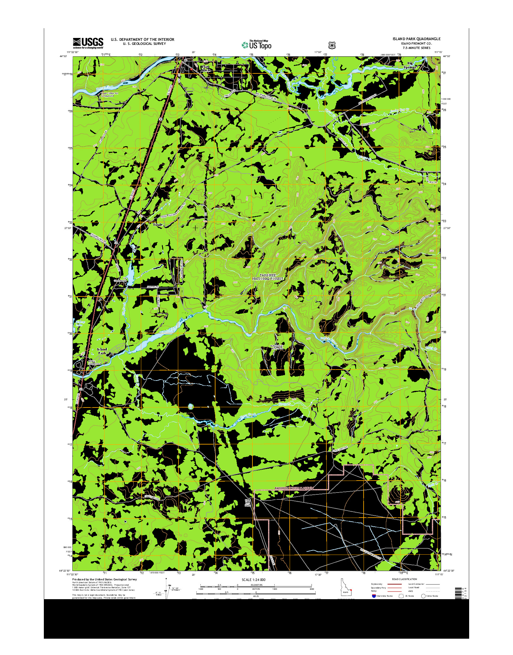 USGS US TOPO 7.5-MINUTE MAP FOR ISLAND PARK, ID 2013