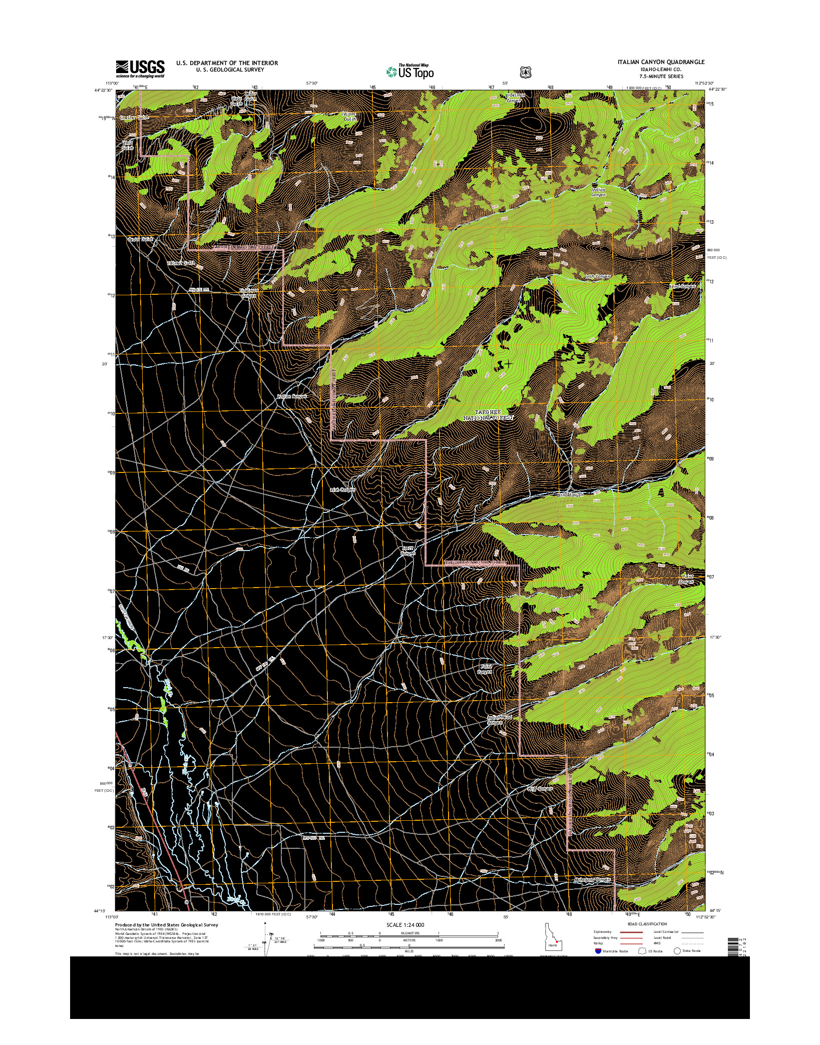 USGS US TOPO 7.5-MINUTE MAP FOR ITALIAN CANYON, ID 2013