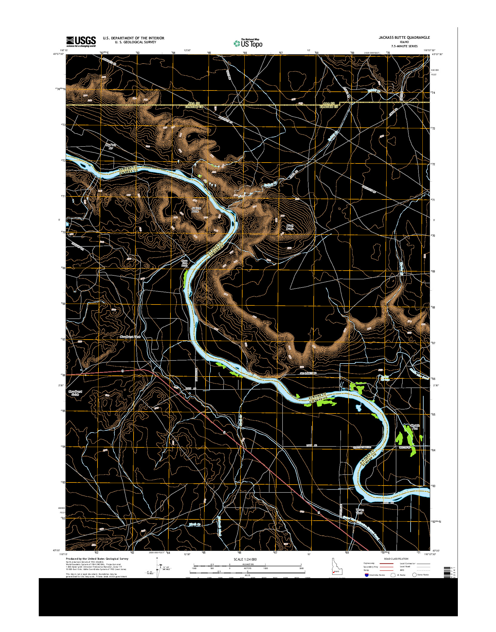 USGS US TOPO 7.5-MINUTE MAP FOR JACKASS BUTTE, ID 2013