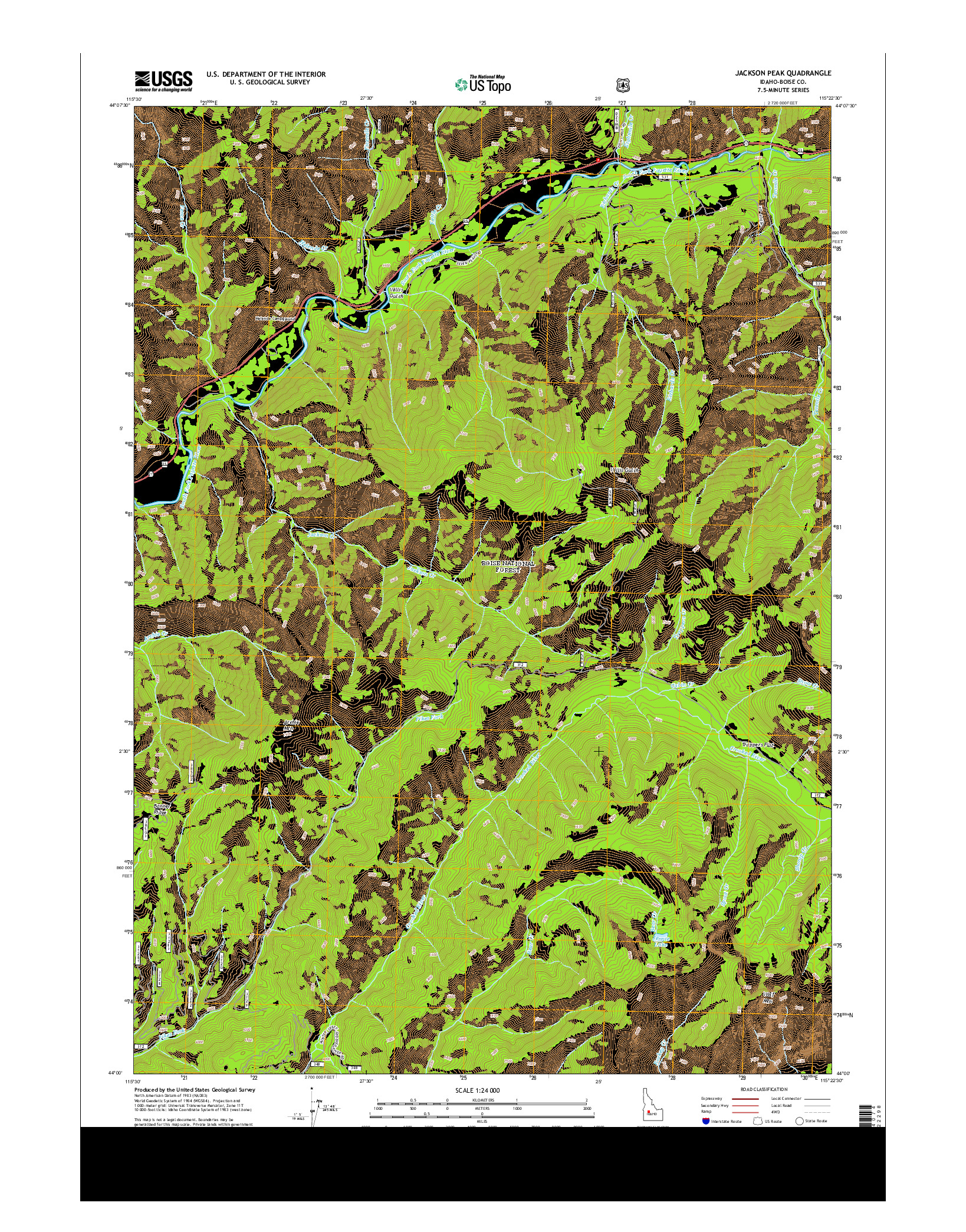 USGS US TOPO 7.5-MINUTE MAP FOR JACKSON PEAK, ID 2013