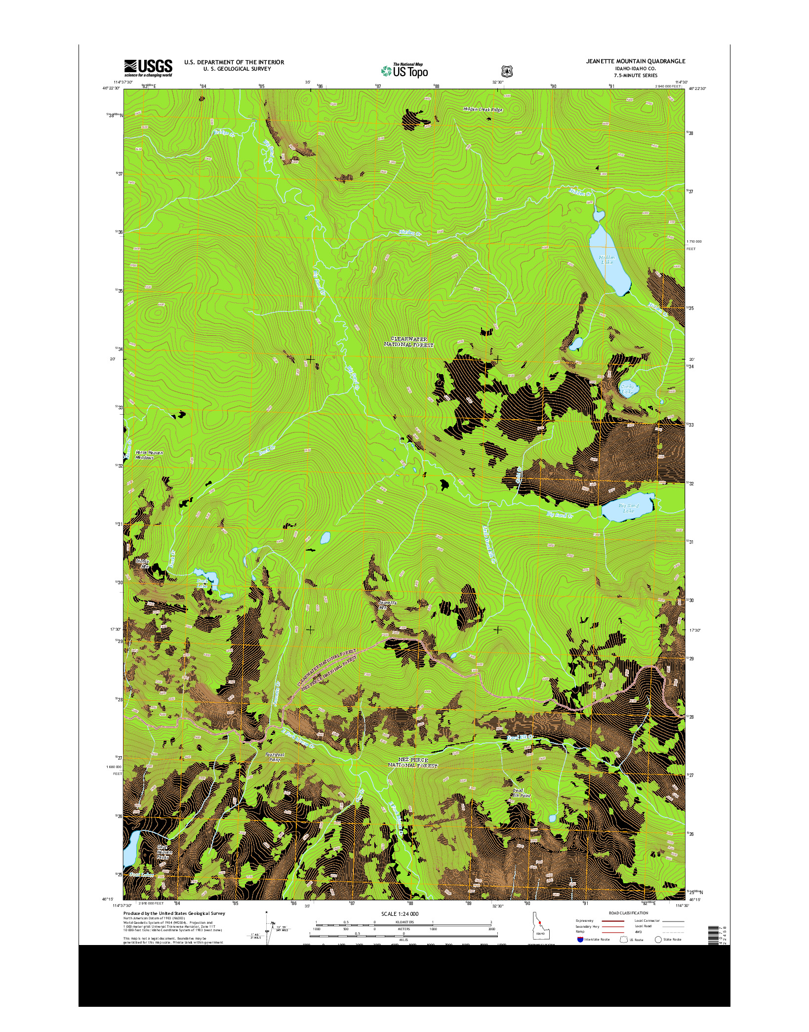 USGS US TOPO 7.5-MINUTE MAP FOR JEANETTE MOUNTAIN, ID 2013