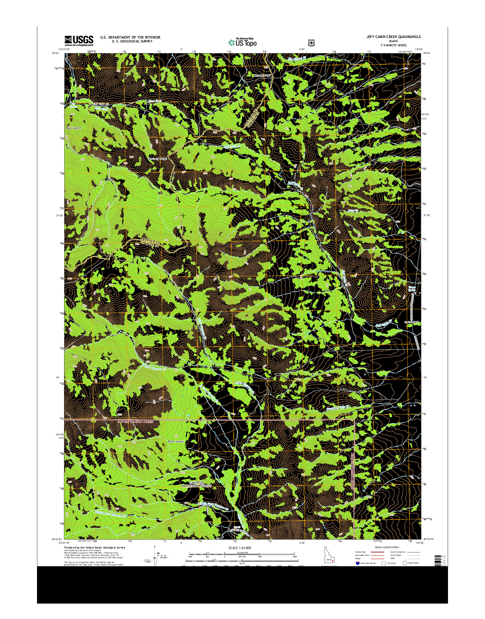 USGS US TOPO 7.5-MINUTE MAP FOR JEFF CABIN CREEK, ID 2013