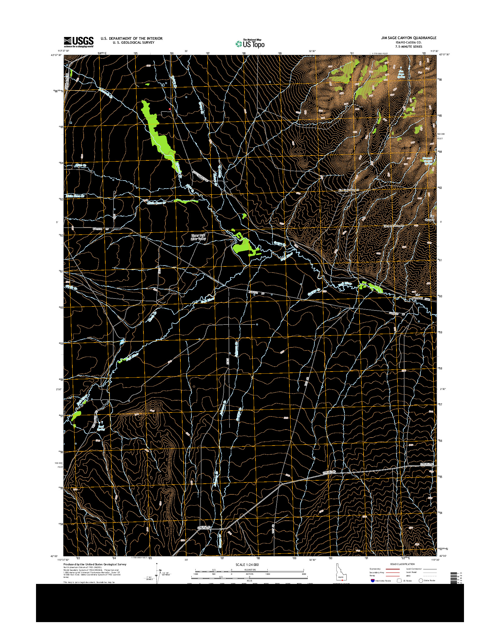 USGS US TOPO 7.5-MINUTE MAP FOR JIM SAGE CANYON, ID 2013