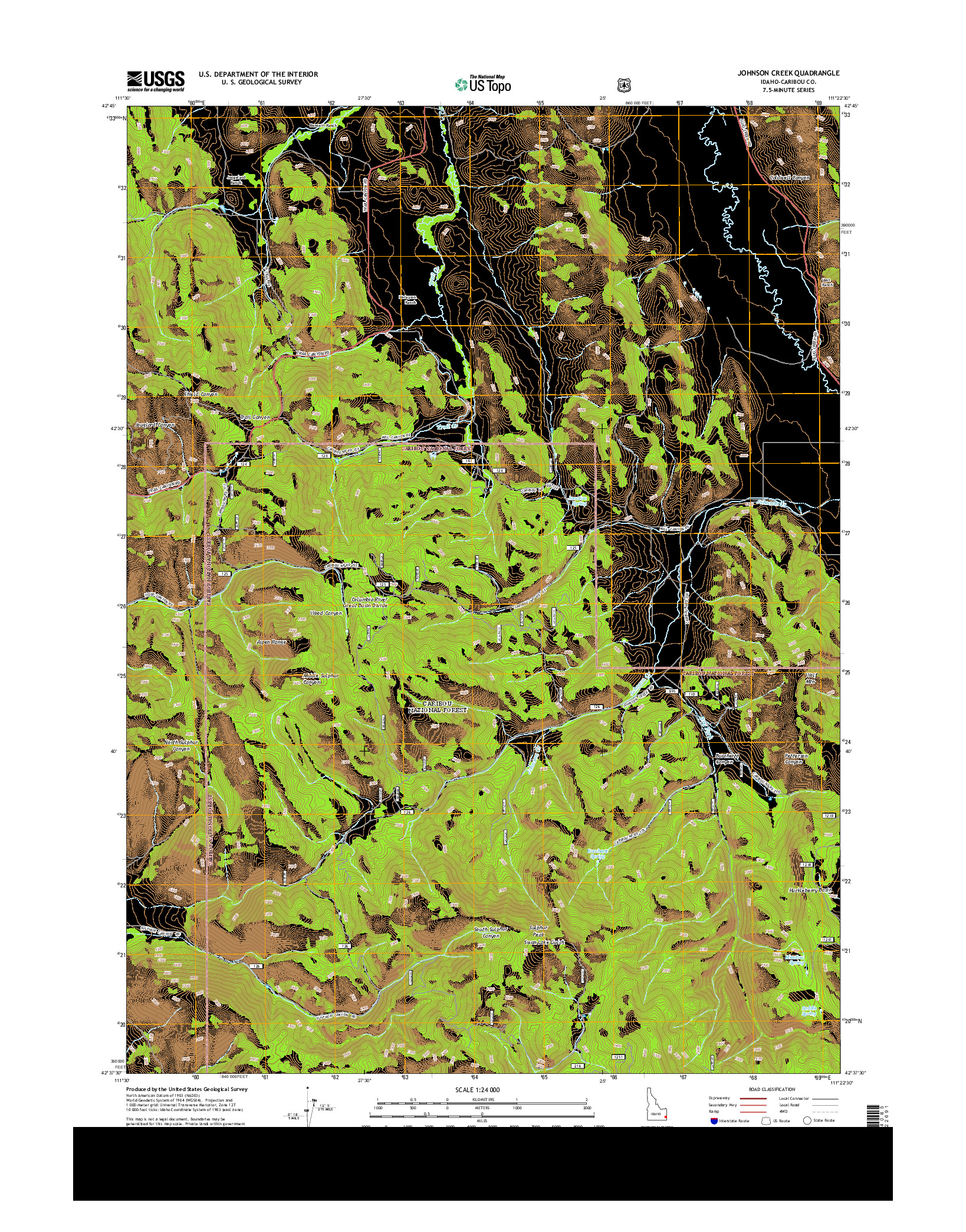 USGS US TOPO 7.5-MINUTE MAP FOR JOHNSON CREEK, ID 2013