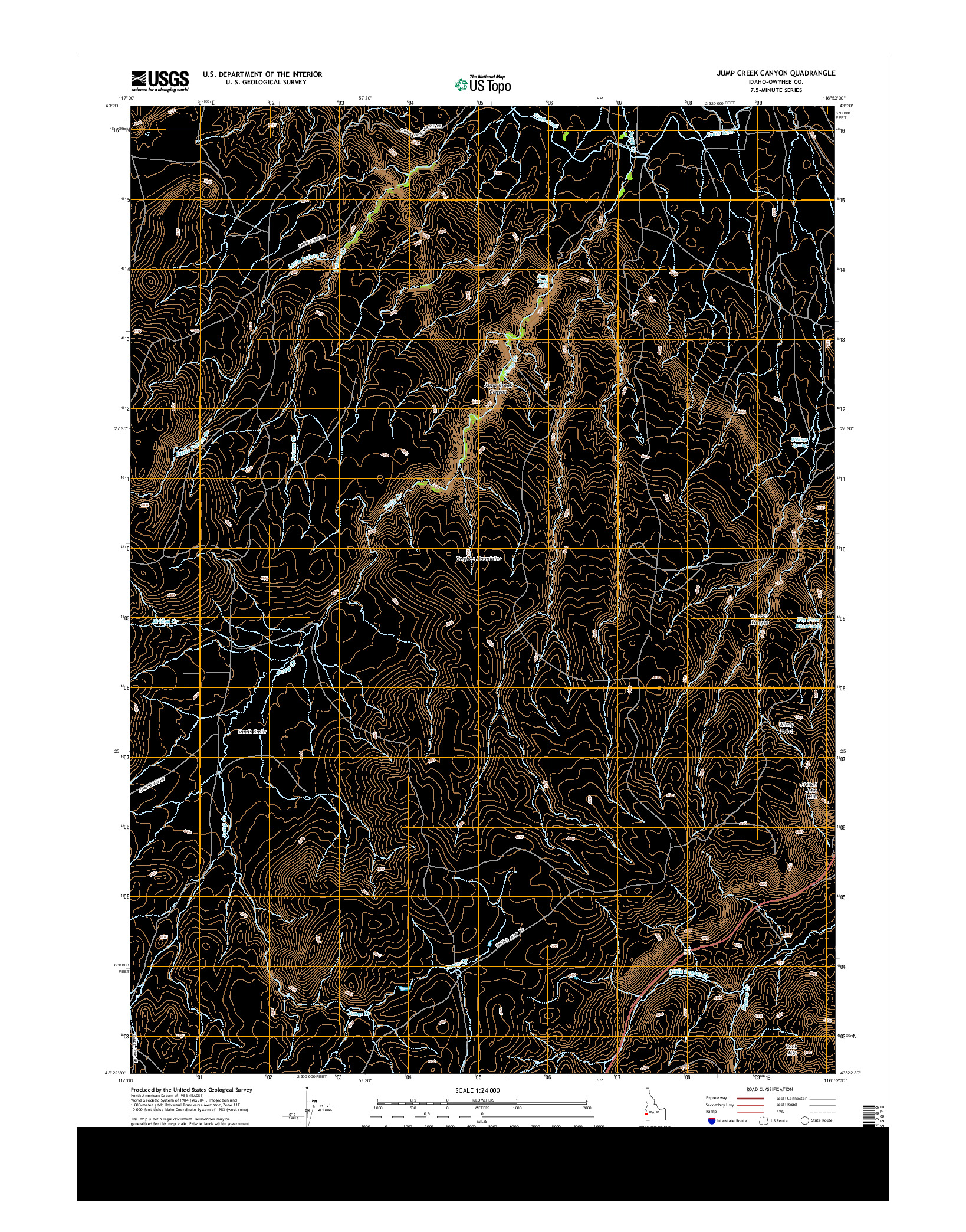 USGS US TOPO 7.5-MINUTE MAP FOR JUMP CREEK CANYON, ID 2013