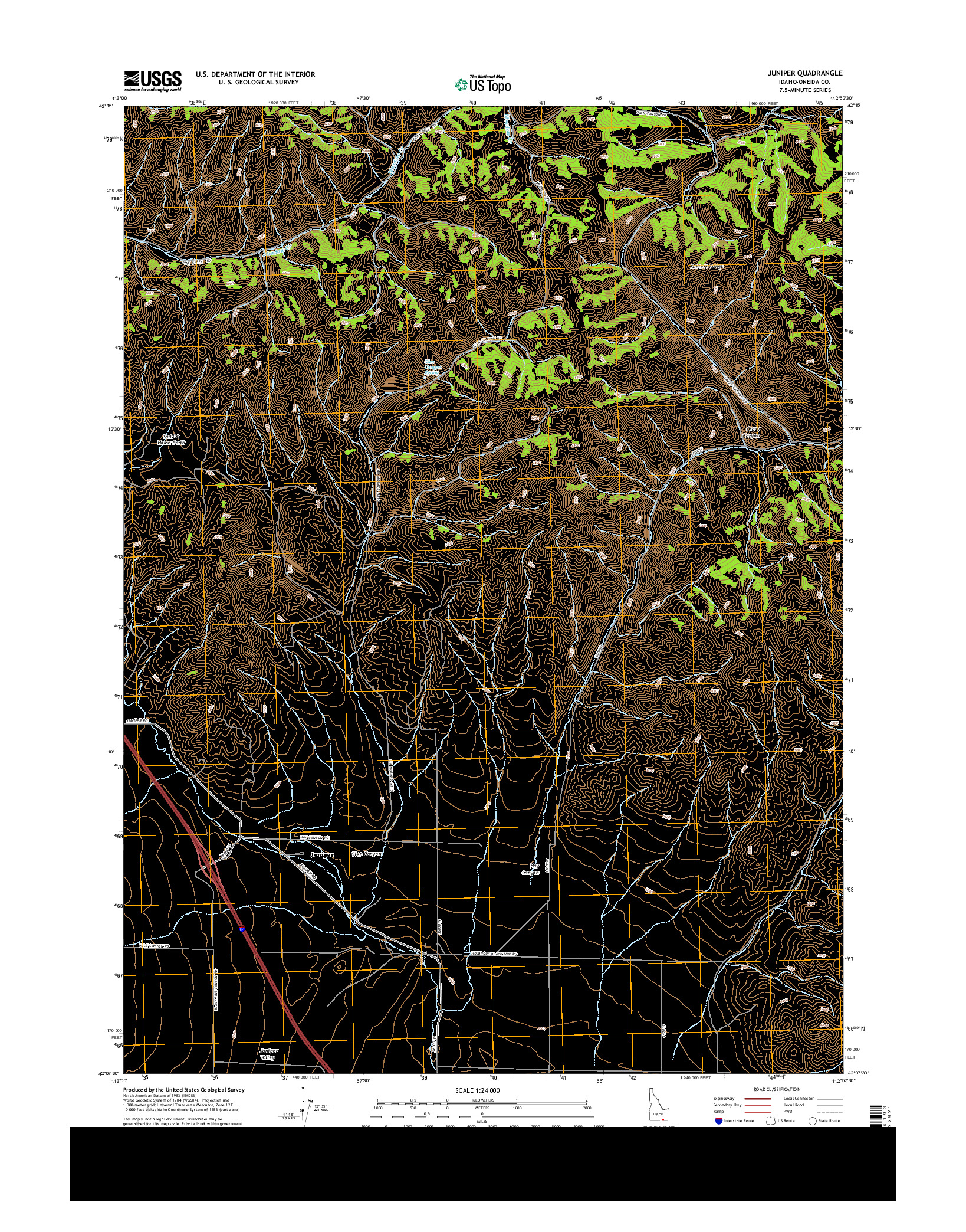 USGS US TOPO 7.5-MINUTE MAP FOR JUNIPER, ID 2013
