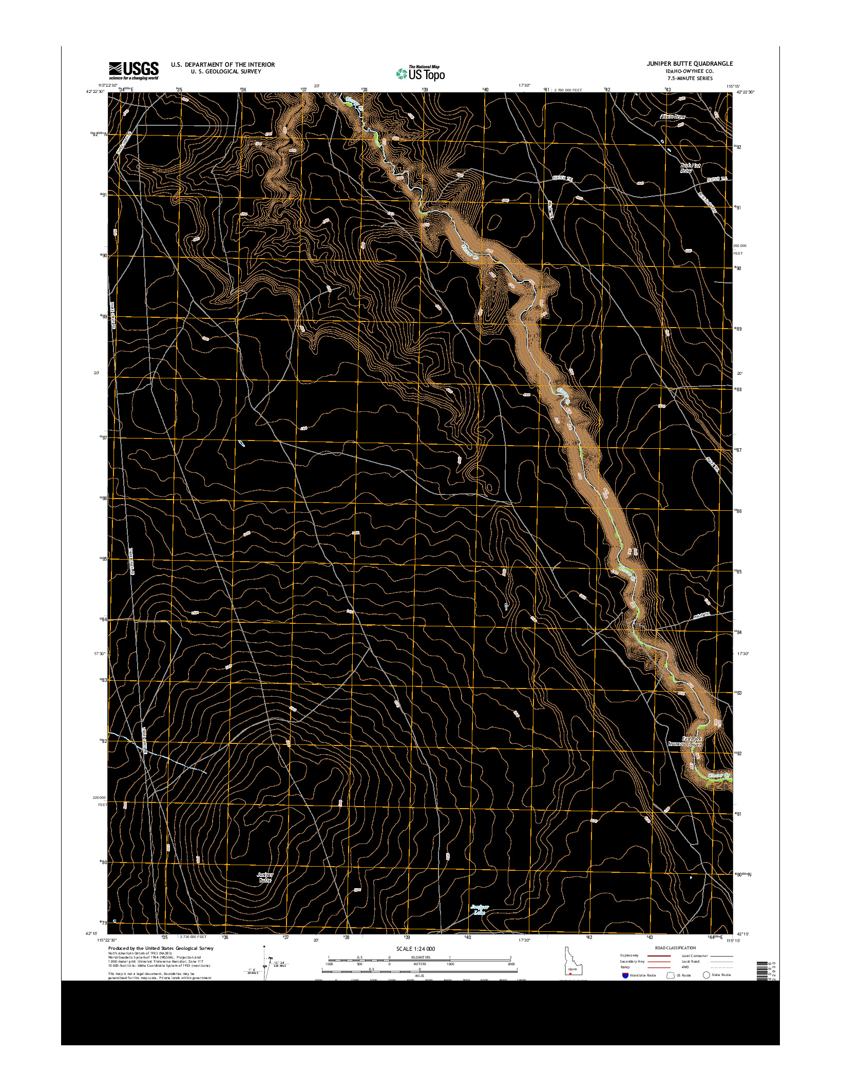 USGS US TOPO 7.5-MINUTE MAP FOR JUNIPER BUTTE, ID 2013