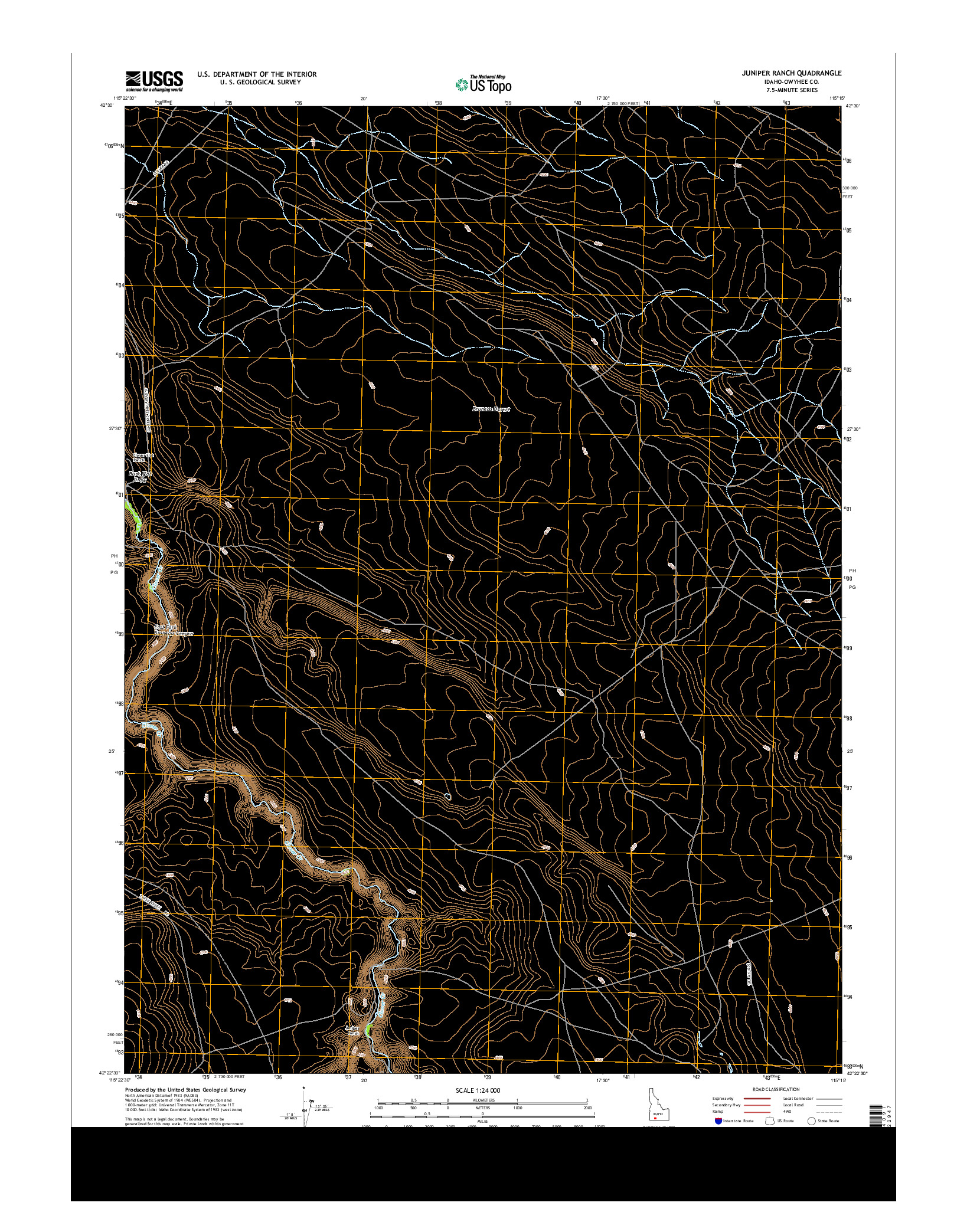 USGS US TOPO 7.5-MINUTE MAP FOR JUNIPER RANCH, ID 2013
