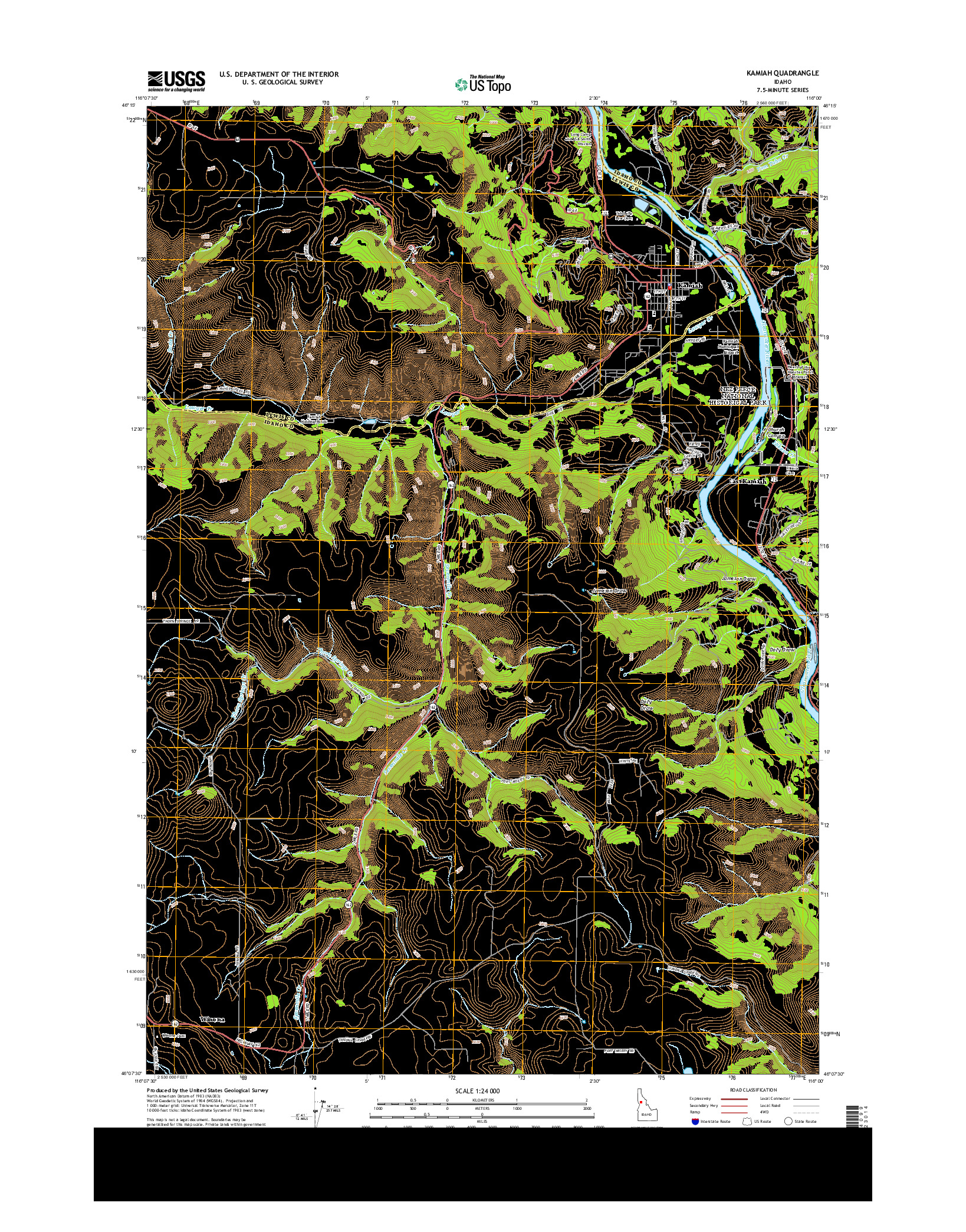 USGS US TOPO 7.5-MINUTE MAP FOR KAMIAH, ID 2013