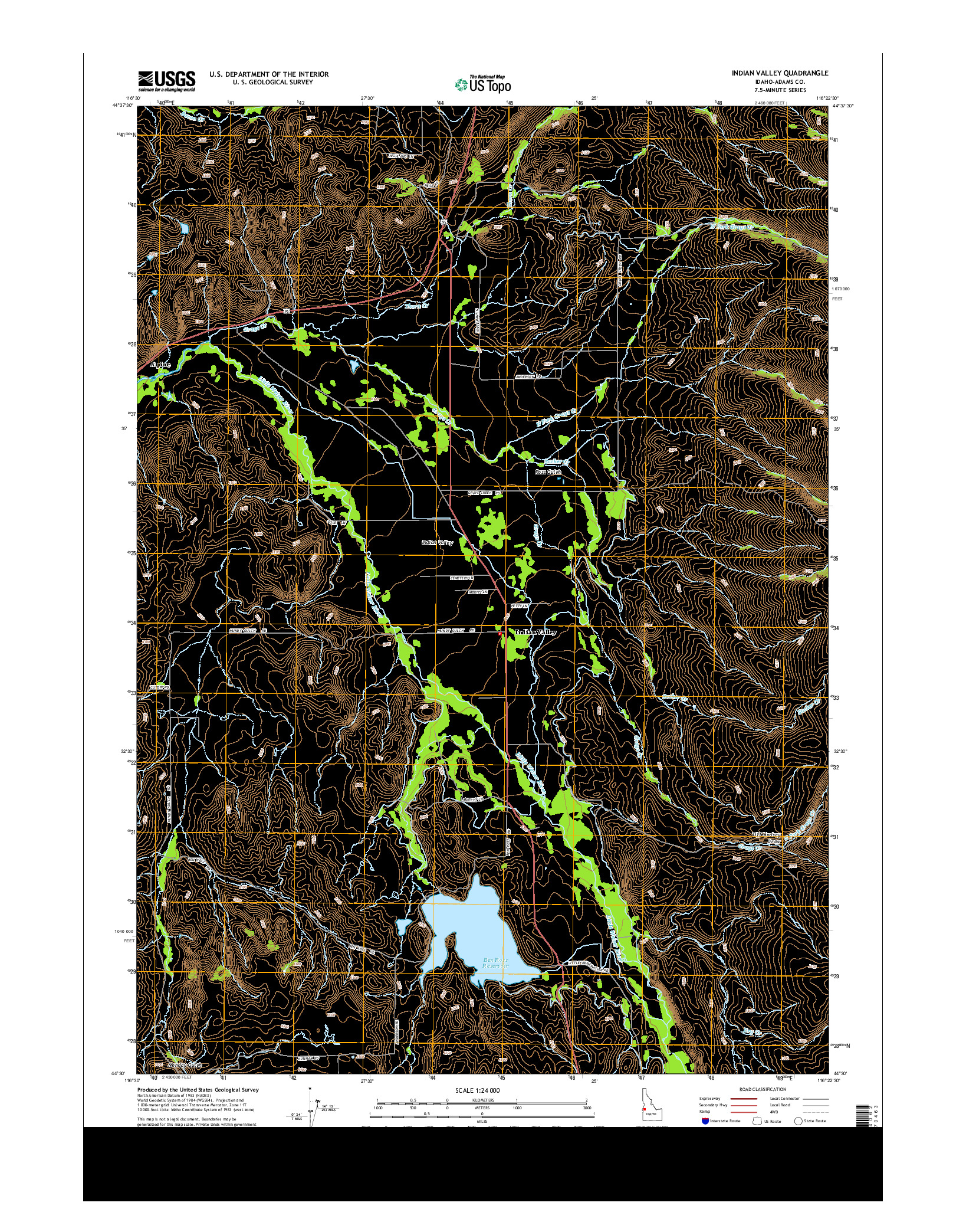 USGS US TOPO 7.5-MINUTE MAP FOR INDIAN VALLEY, ID 2013