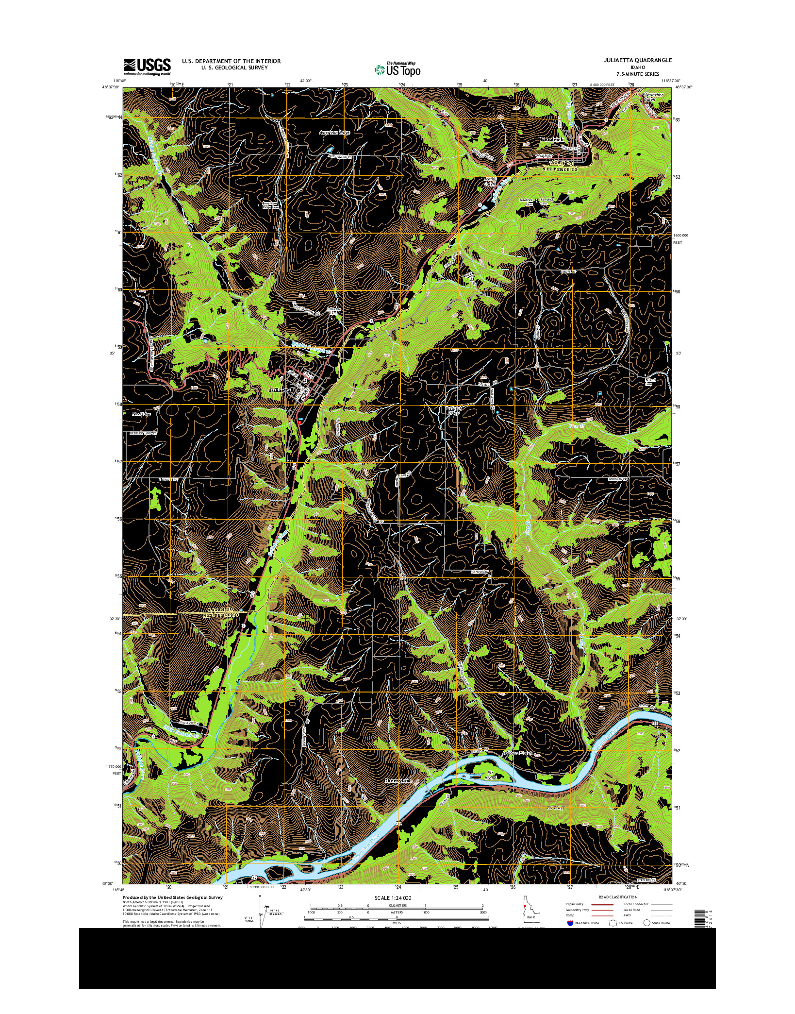 USGS US TOPO 7.5-MINUTE MAP FOR JULIAETTA, ID 2013