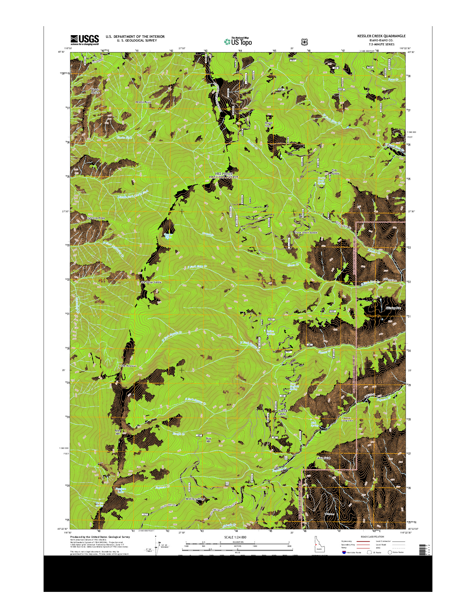 USGS US TOPO 7.5-MINUTE MAP FOR KESSLER CREEK, ID 2013