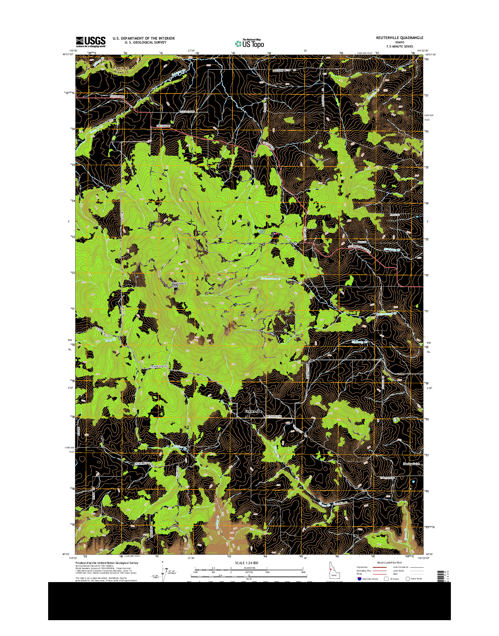 USGS US TOPO 7.5-MINUTE MAP FOR KEUTERVILLE, ID 2013